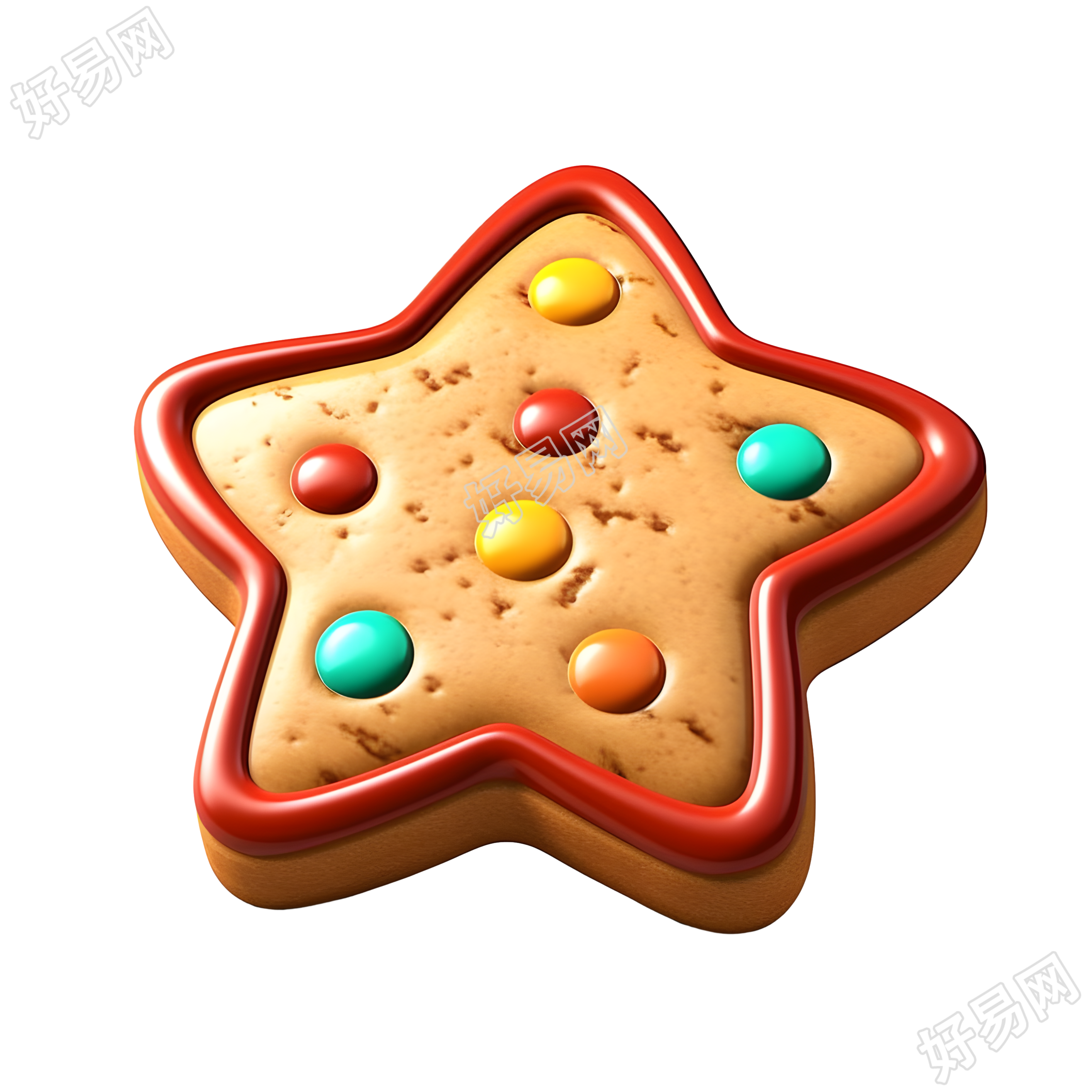 五角星饼干卡通3D素材