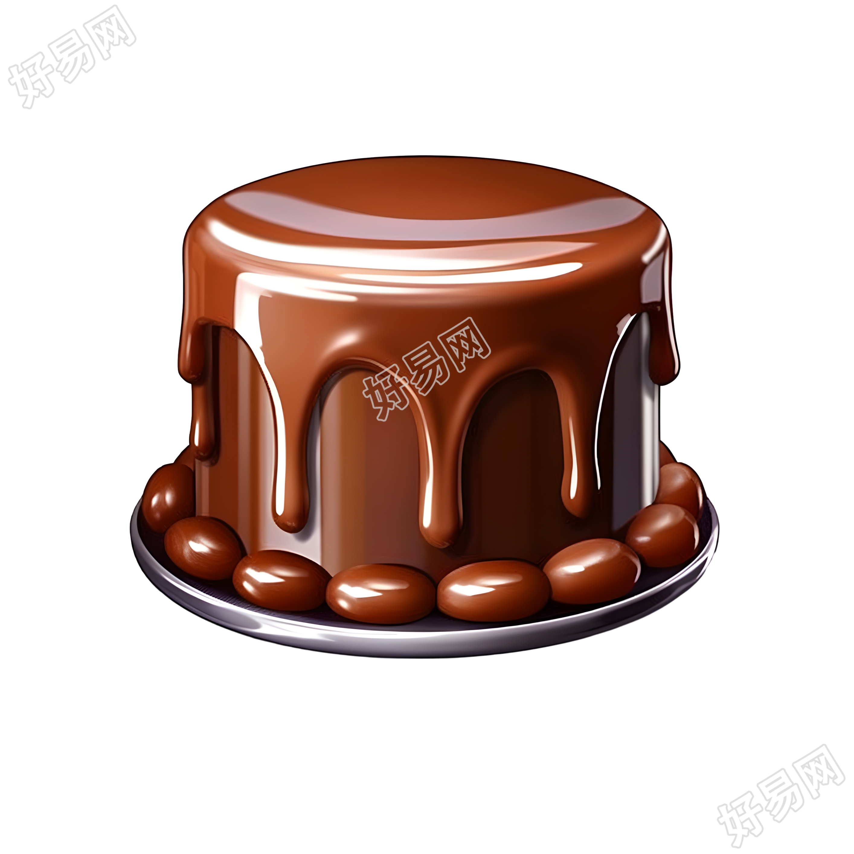 卡通糕点巧克力瀑布蛋糕3D插画