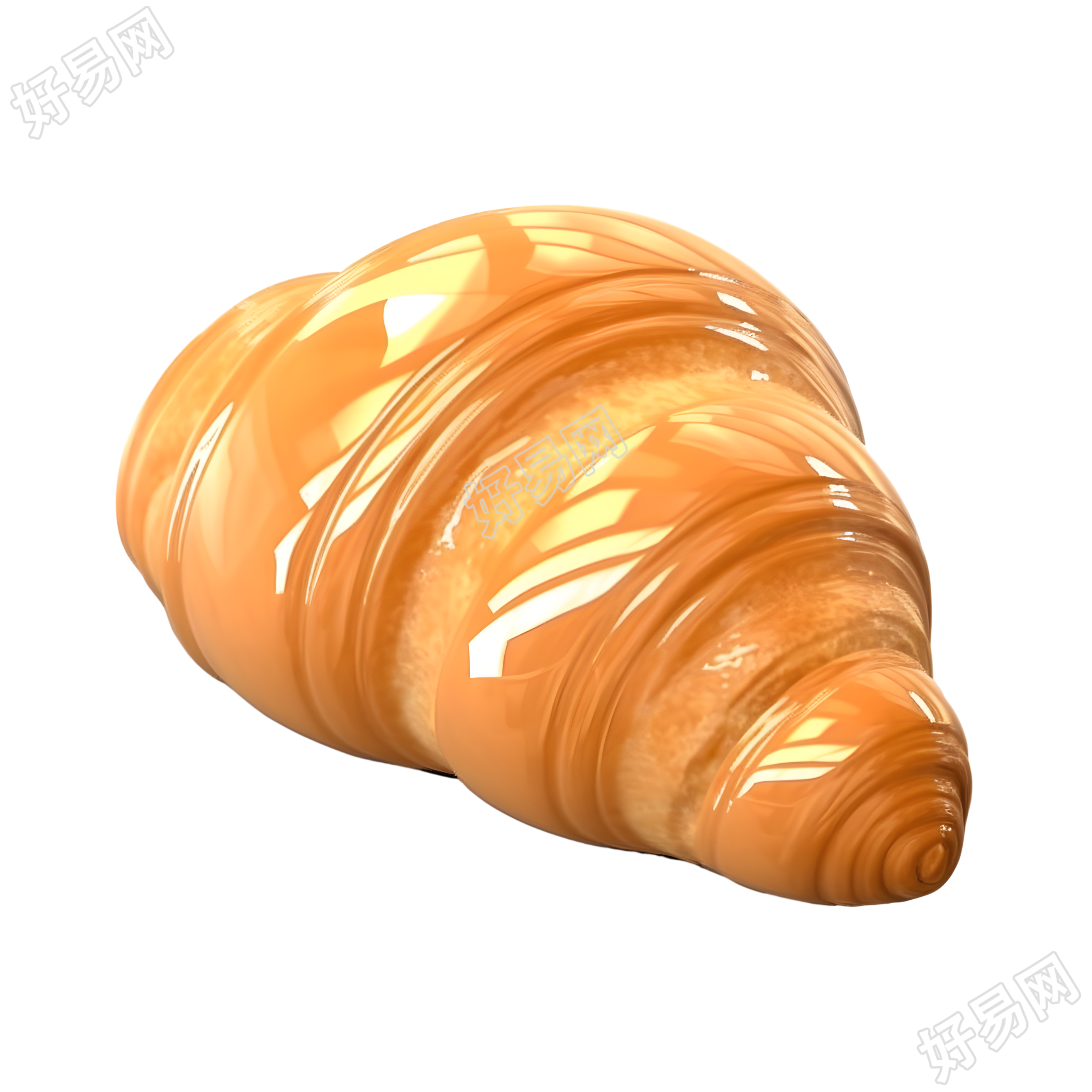 牛角包3D渲染插画设计素材