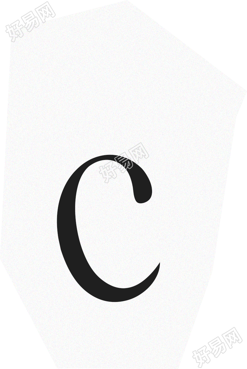 英文字母小写c复古贴纸插画素材