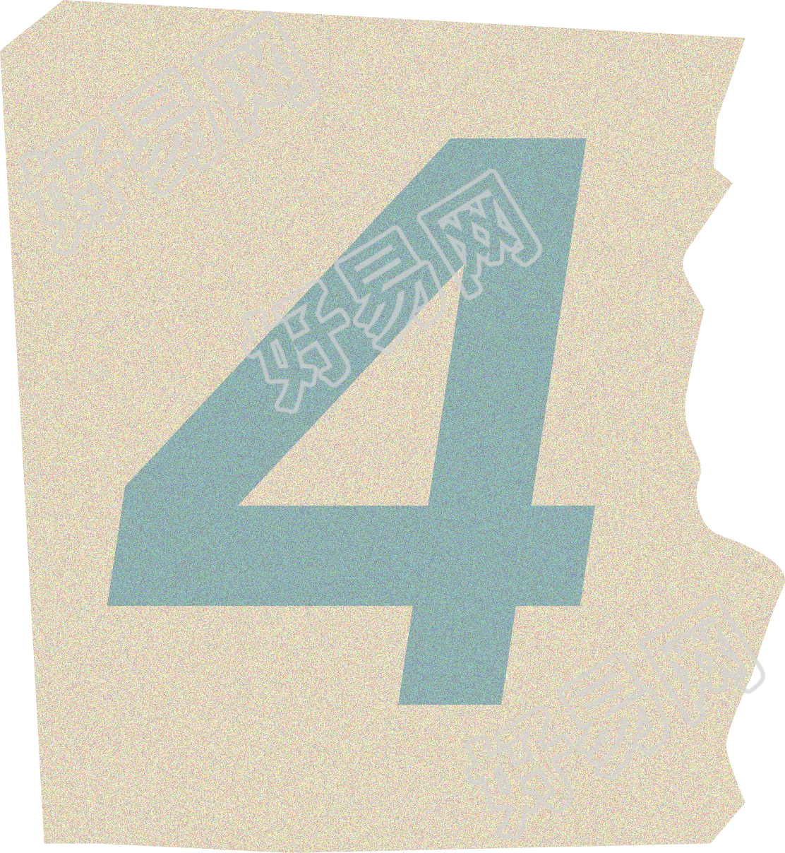 数字4复古贴纸插画素材