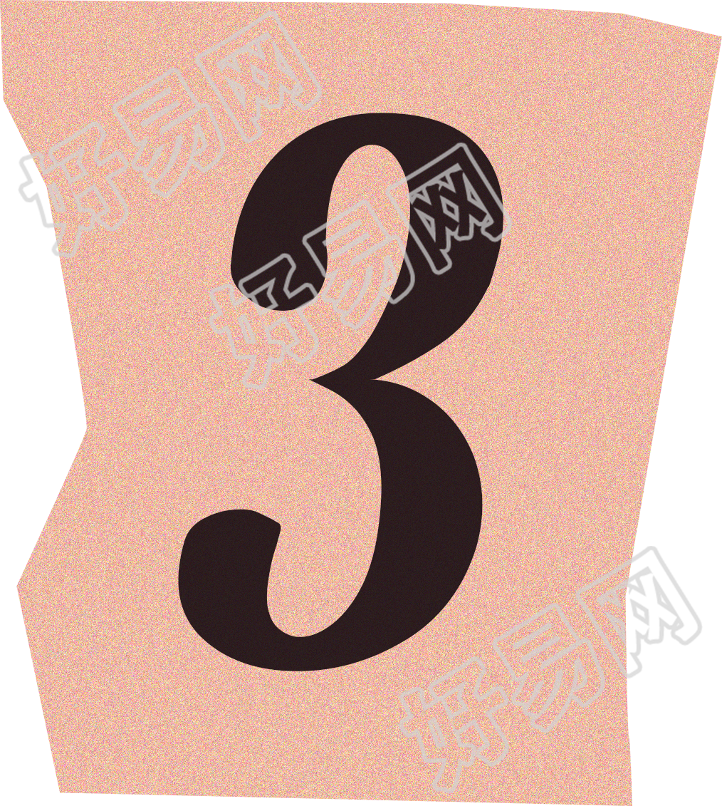 数字3复古贴纸插画素材