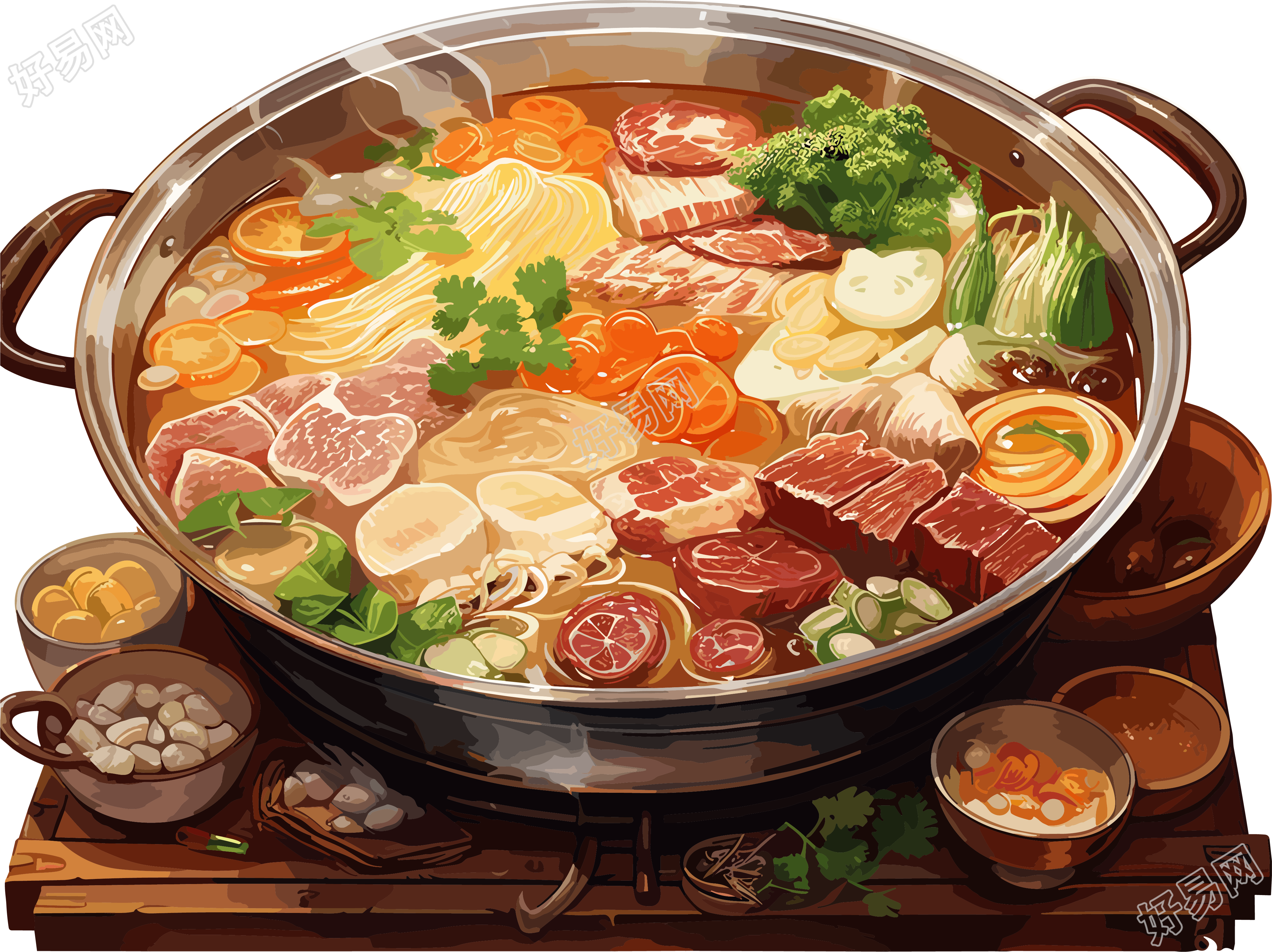 卡通火锅插画素材PNG