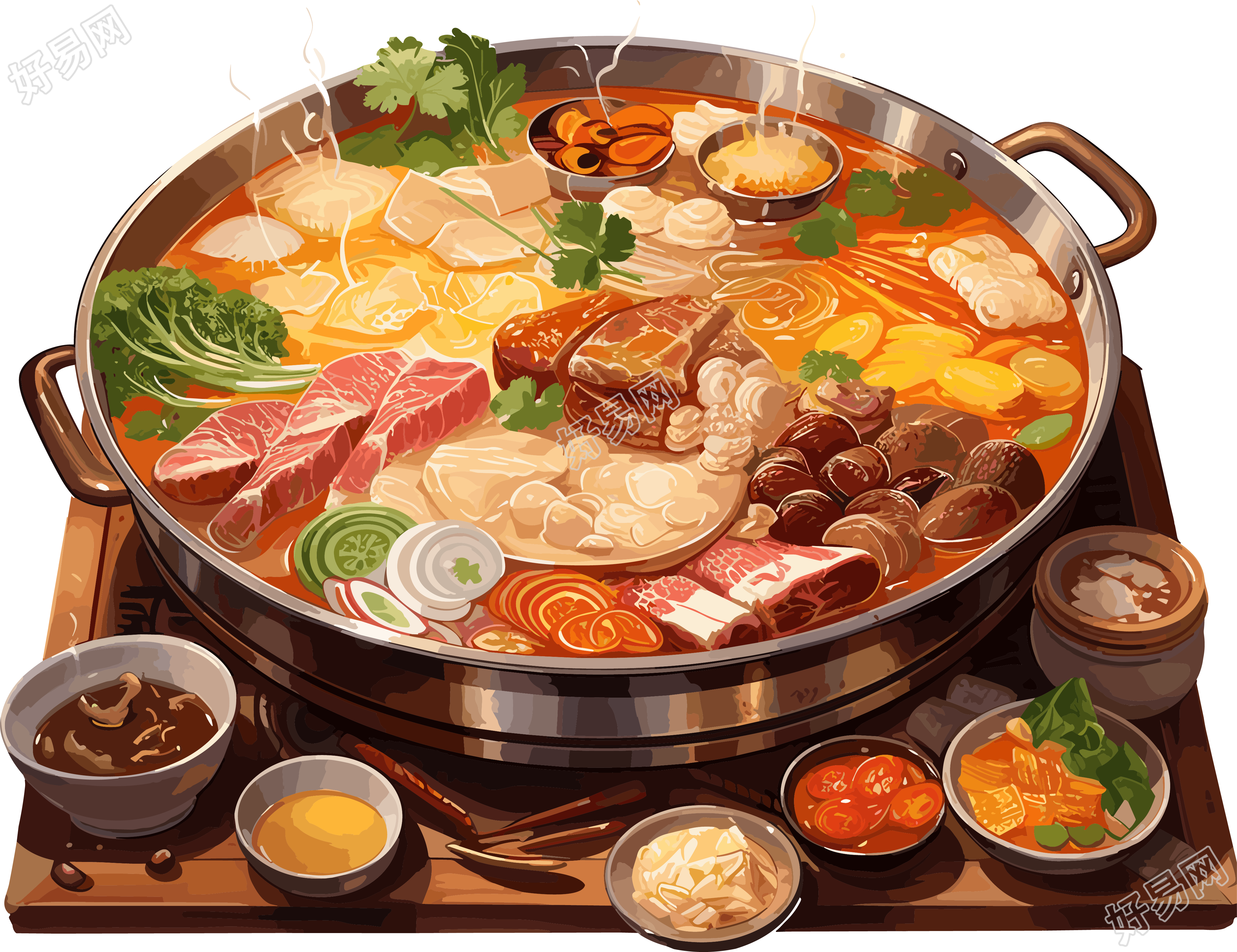 秋冬热气腾腾的火锅插图