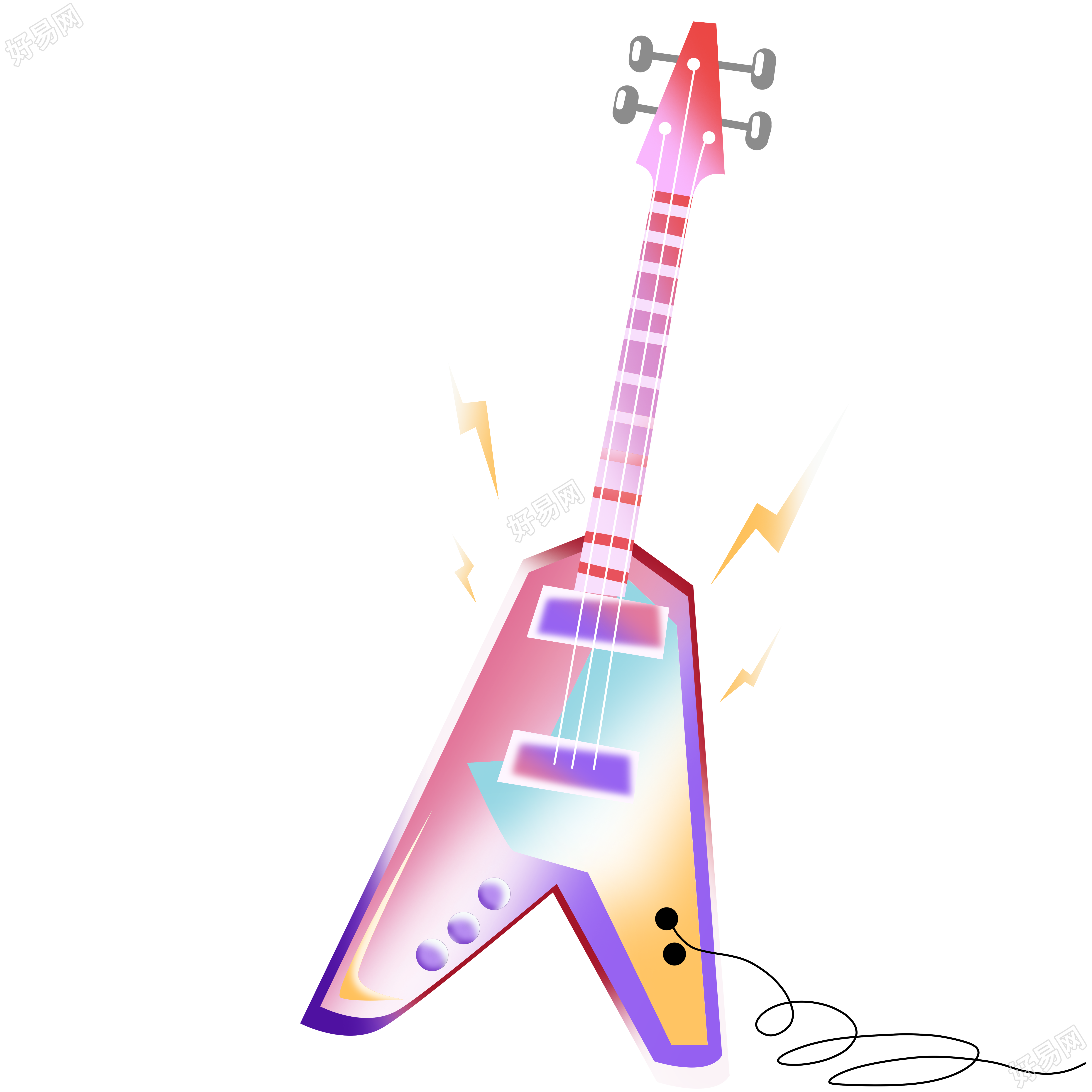 音乐乐器电子吉他手绘插画