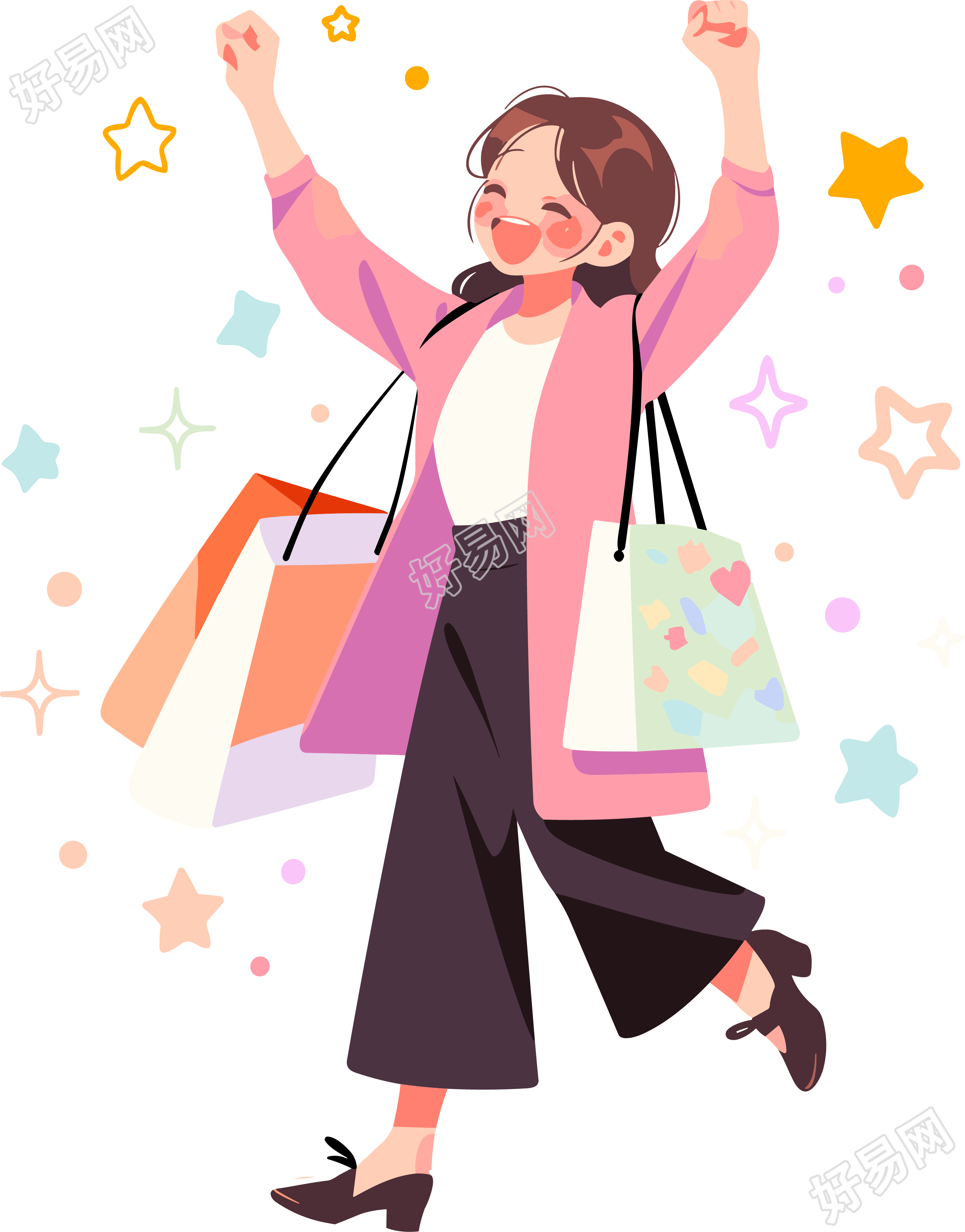 女性购物插画设计