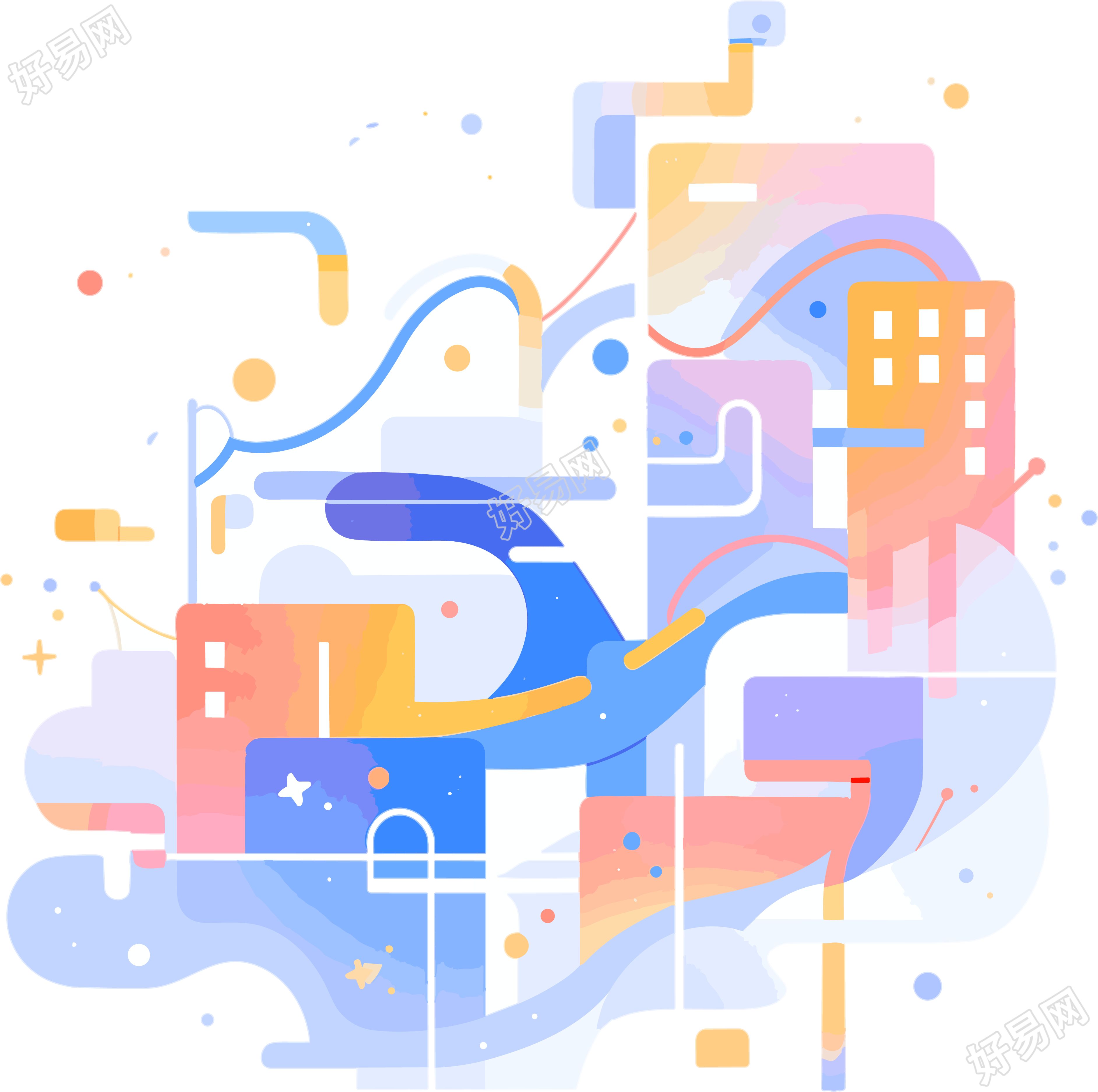 抽象城市创意插画素材