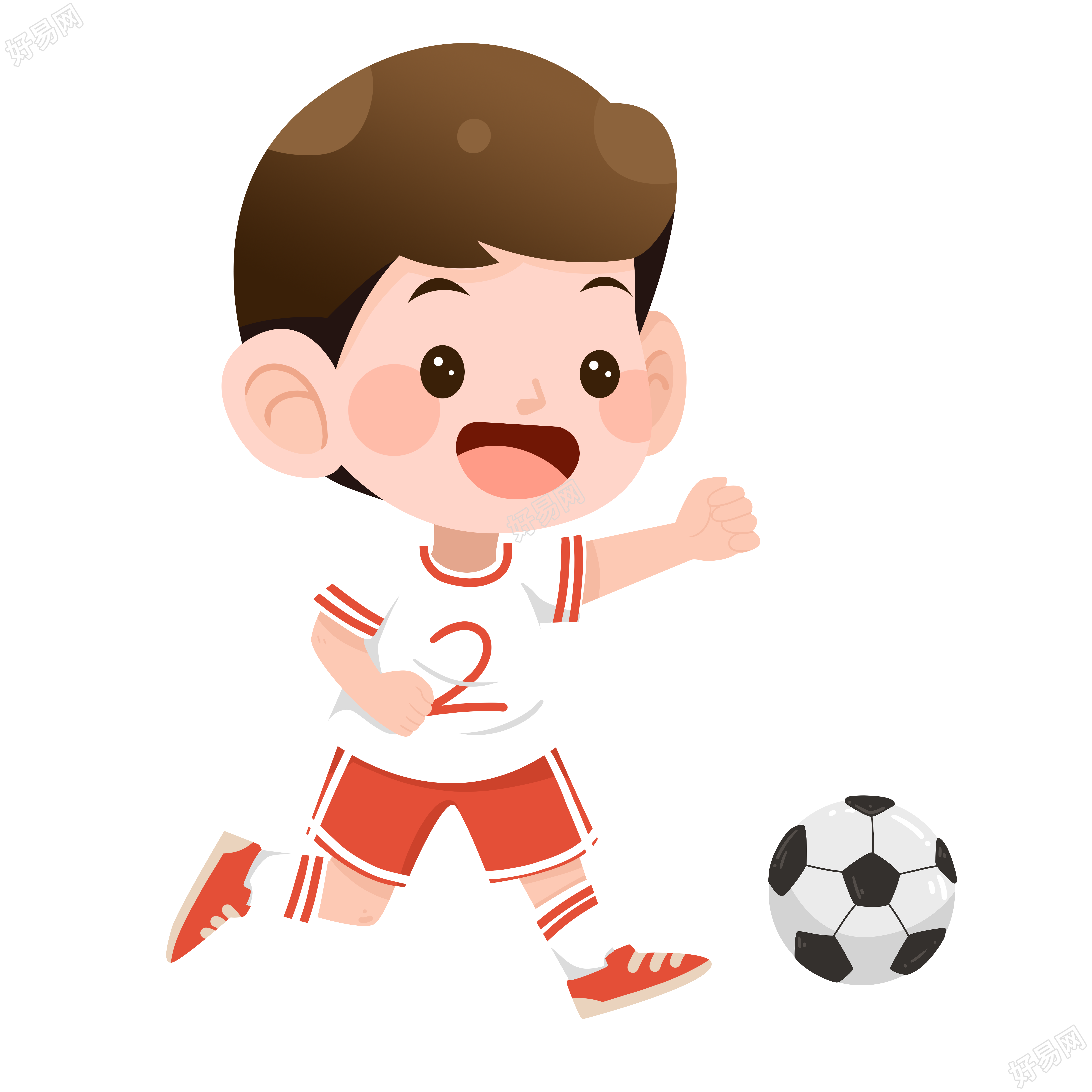 运动会足球小男孩插画素材