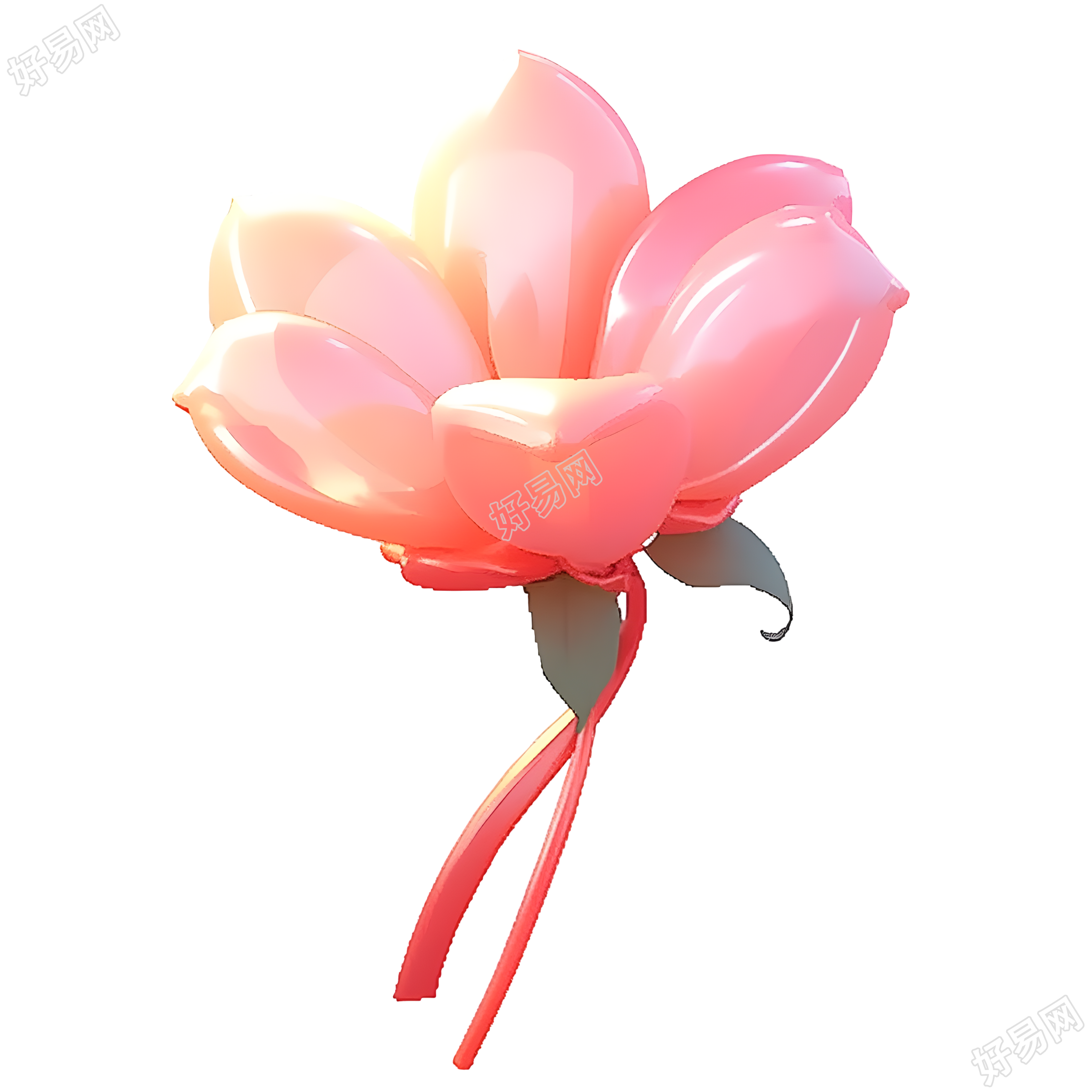 高清透明背景玫瑰3D模型插画