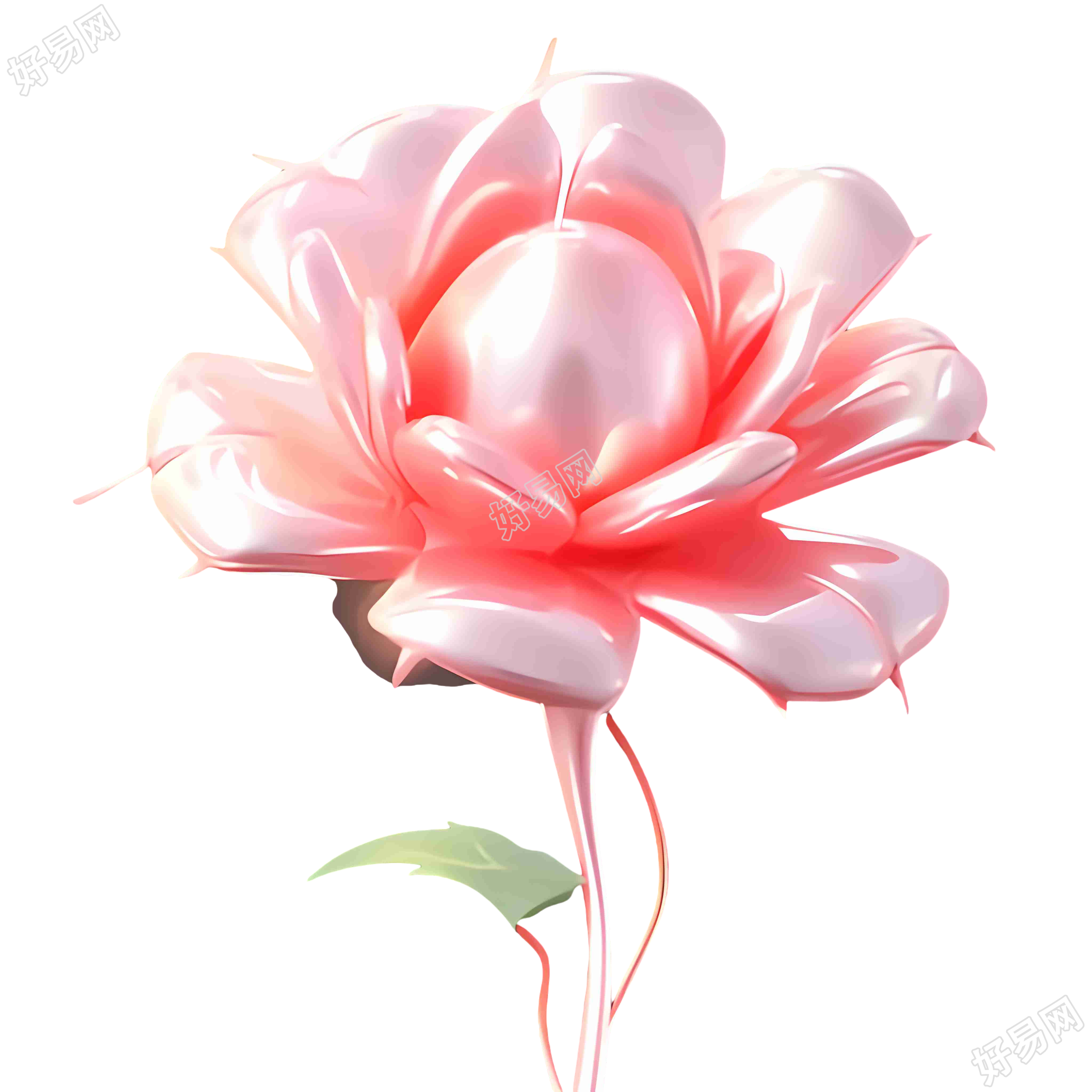 3D玫瑰花膨胀气球创意图形素材