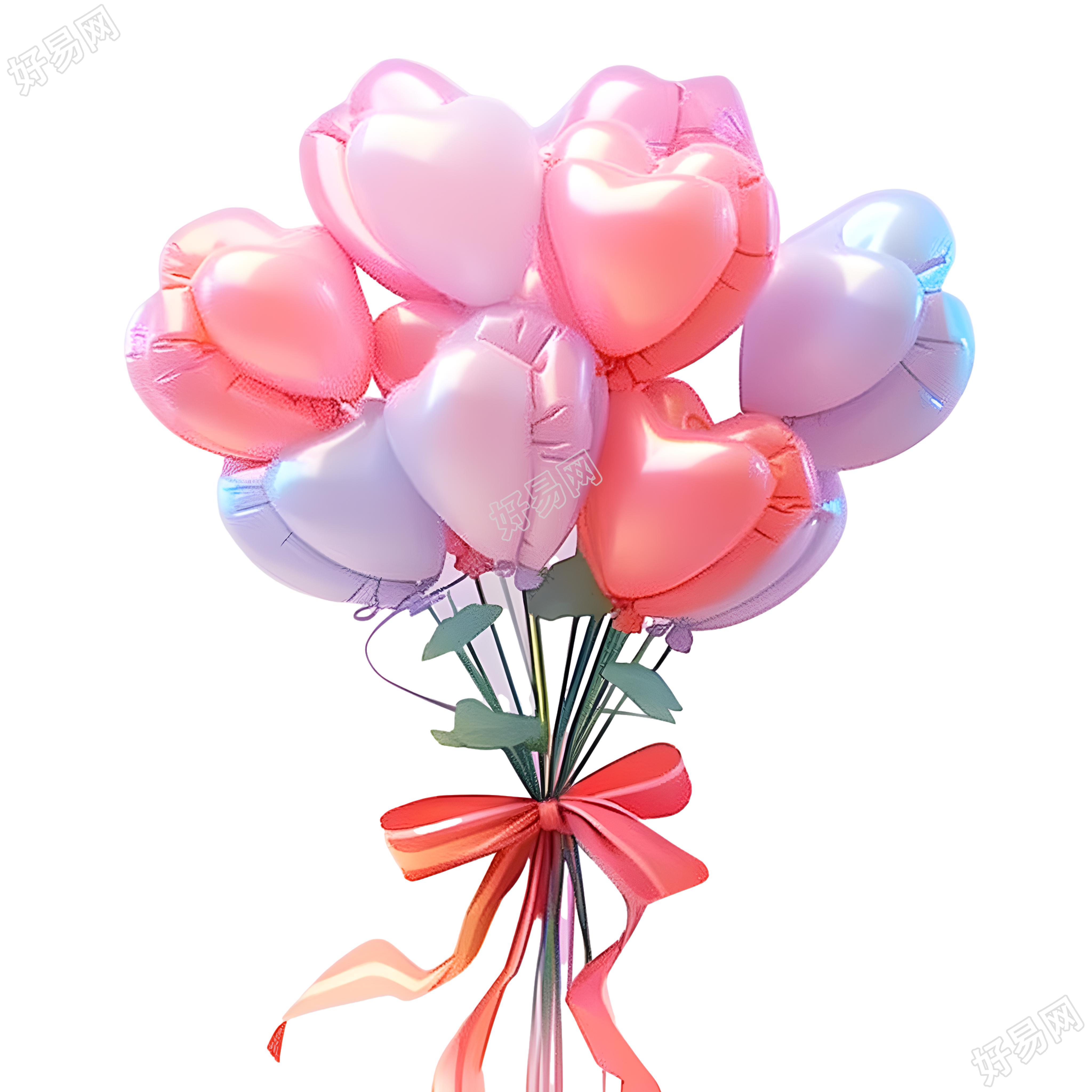 3D爱心气球花束素材