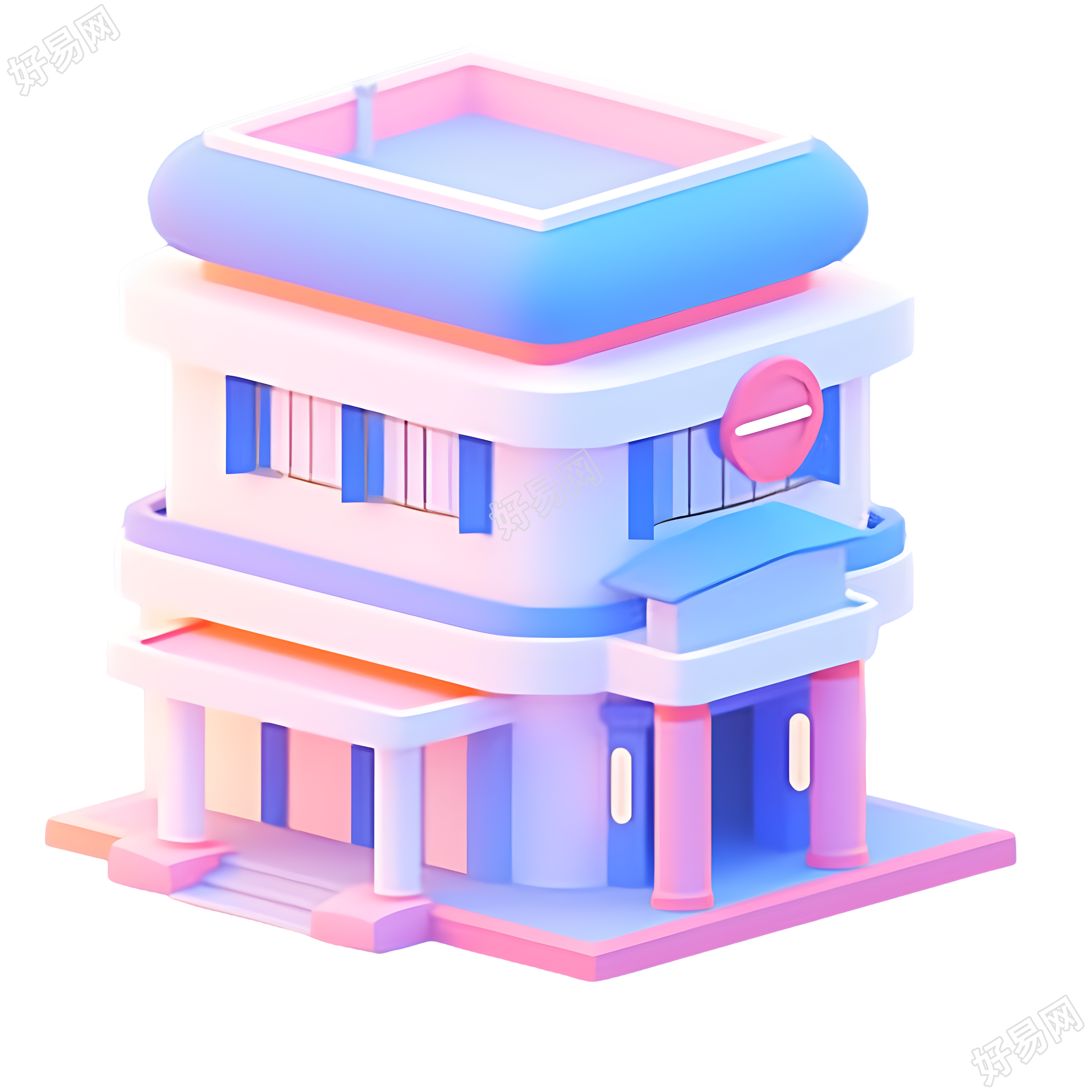 二层的银行建筑创意设计素材