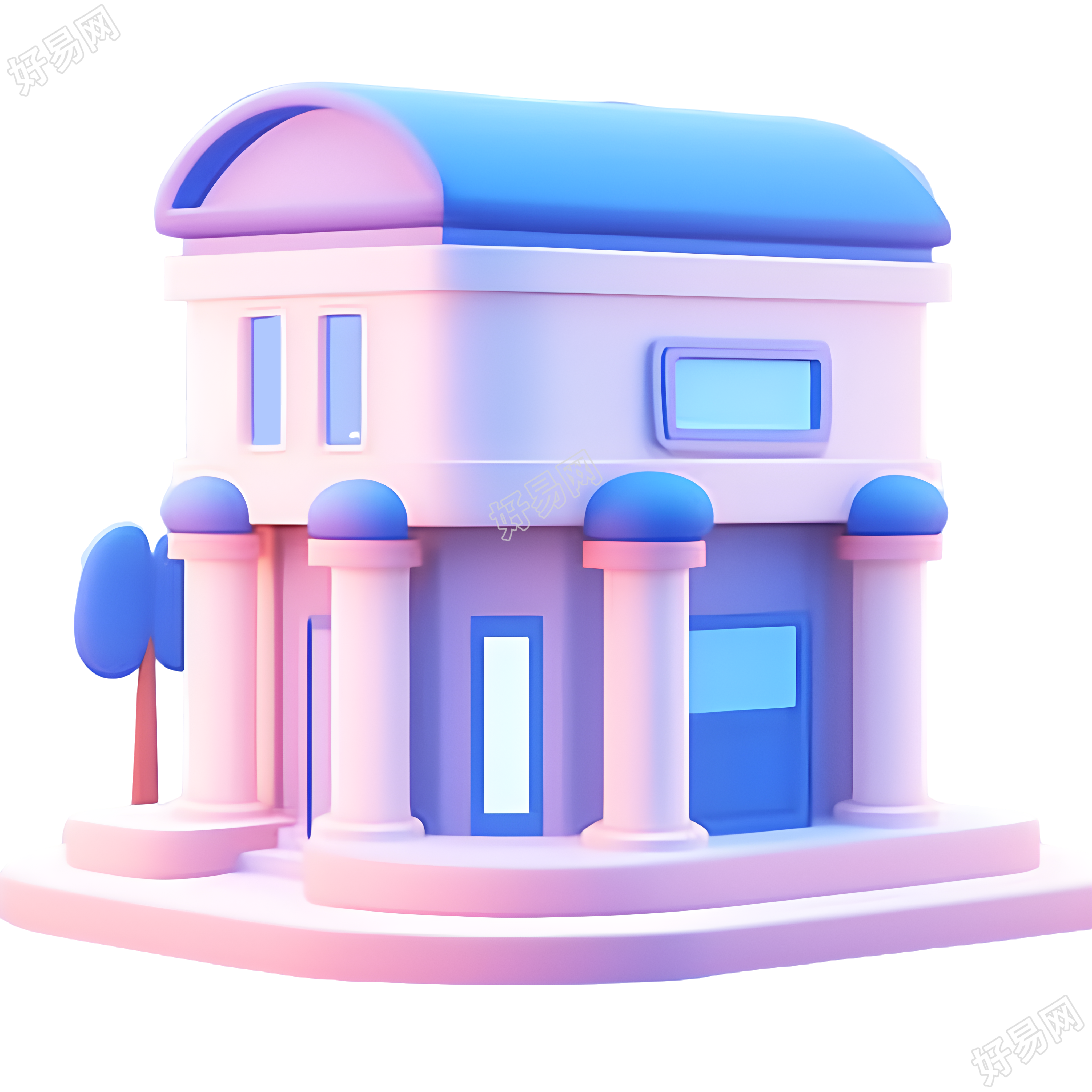 银行建筑3D立体插图