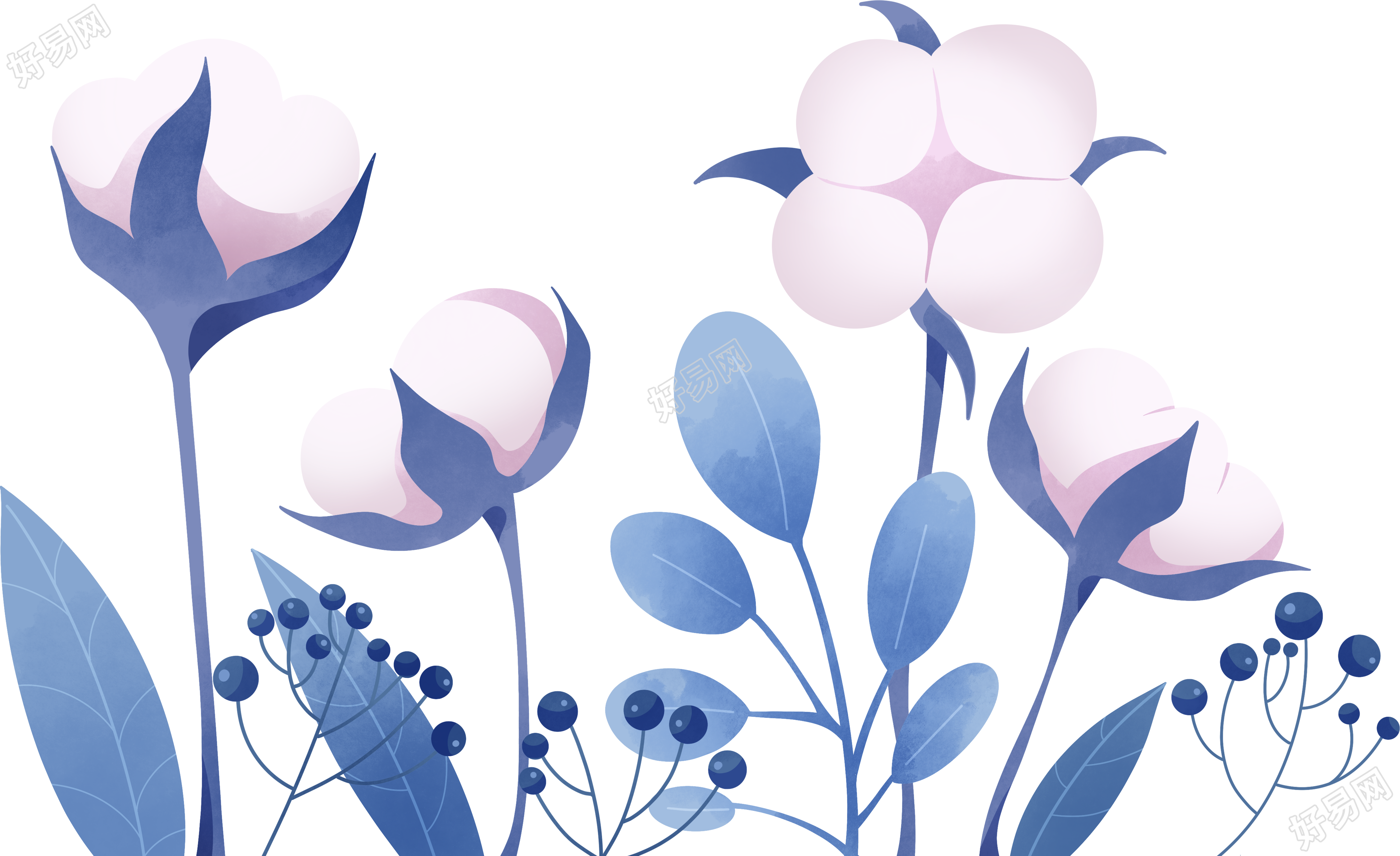 手绘可爱卡通棉花商用插画