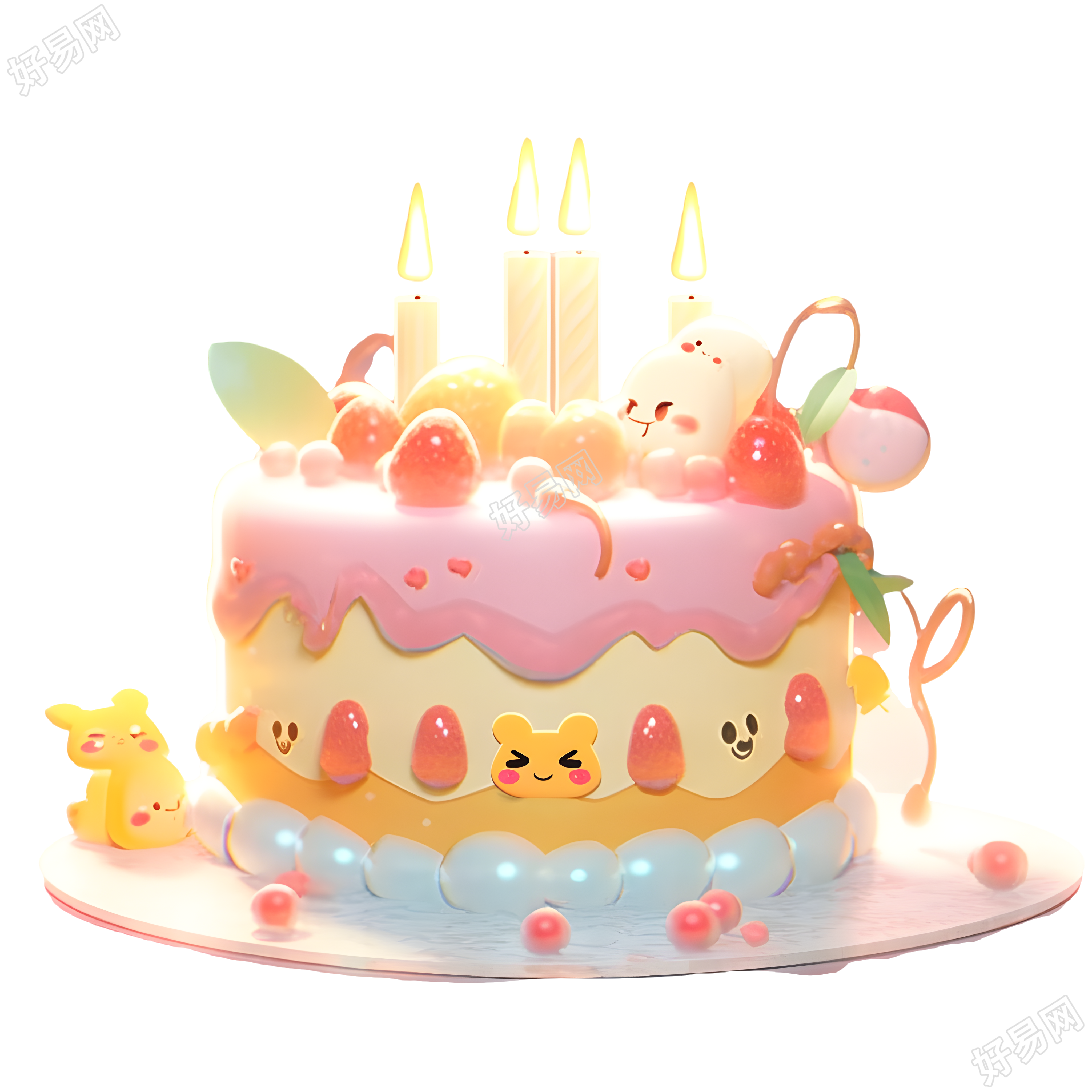 生日蛋糕透明背景插画设计元素