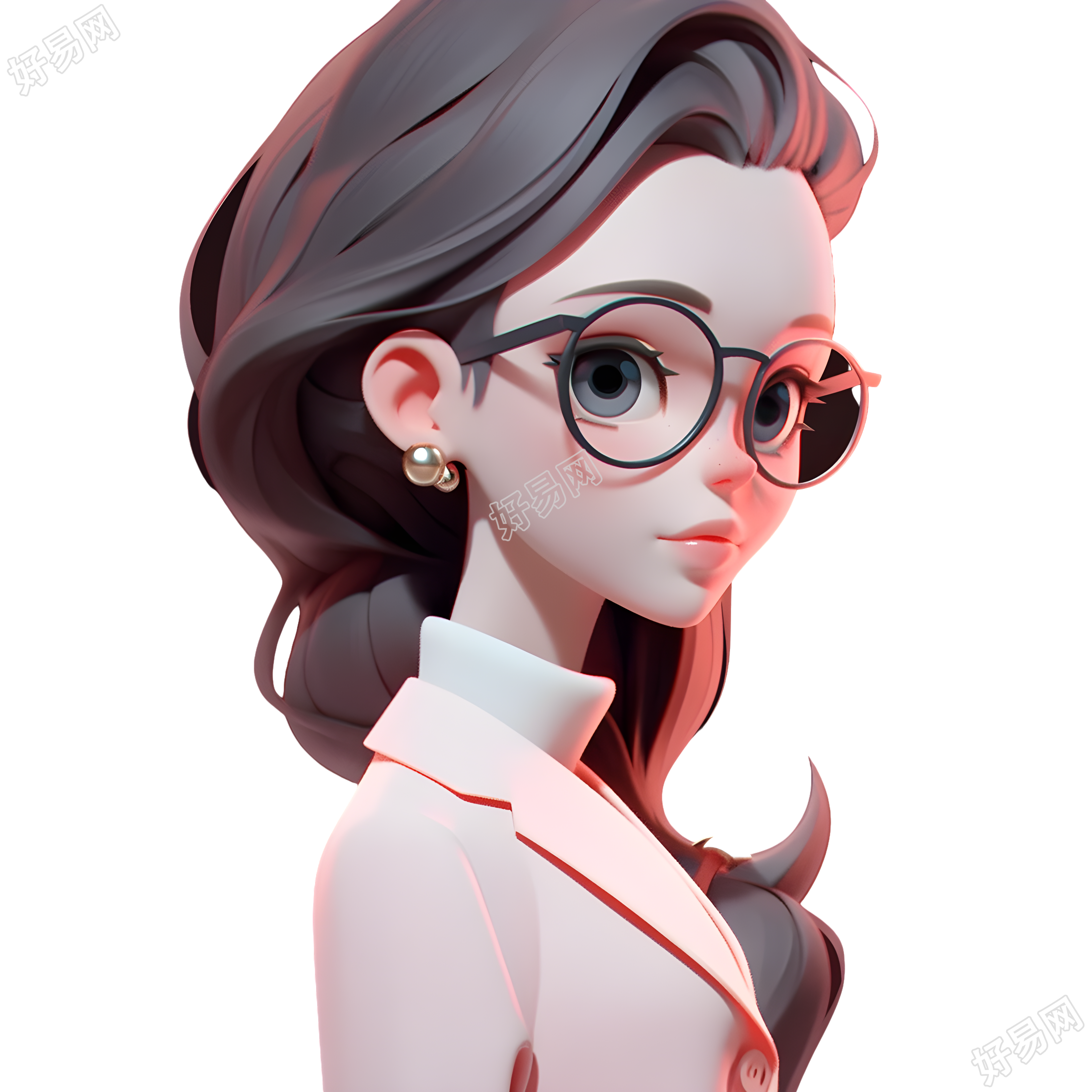 美女老师3D透明背景插画