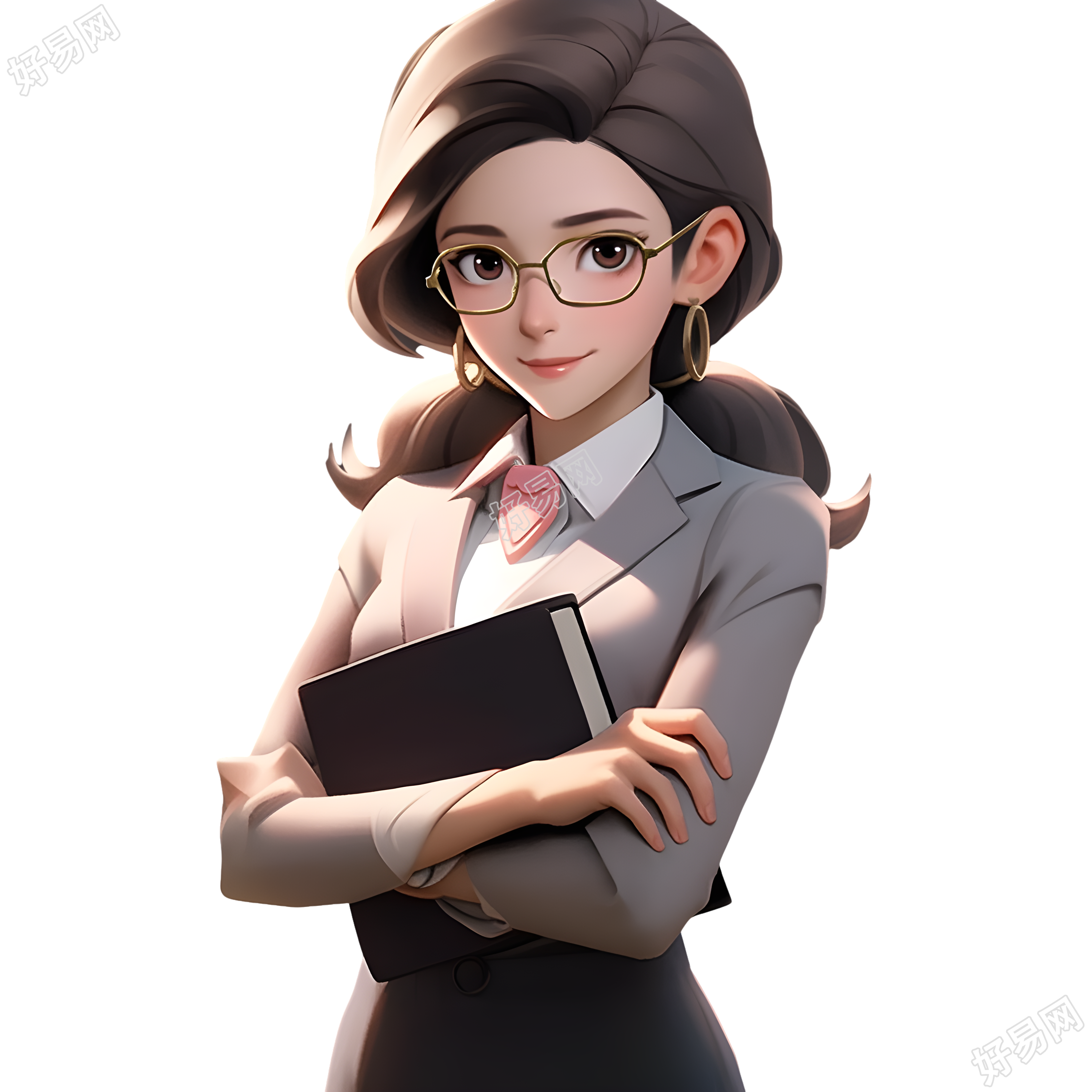 高清PNG女教师3D模型素材