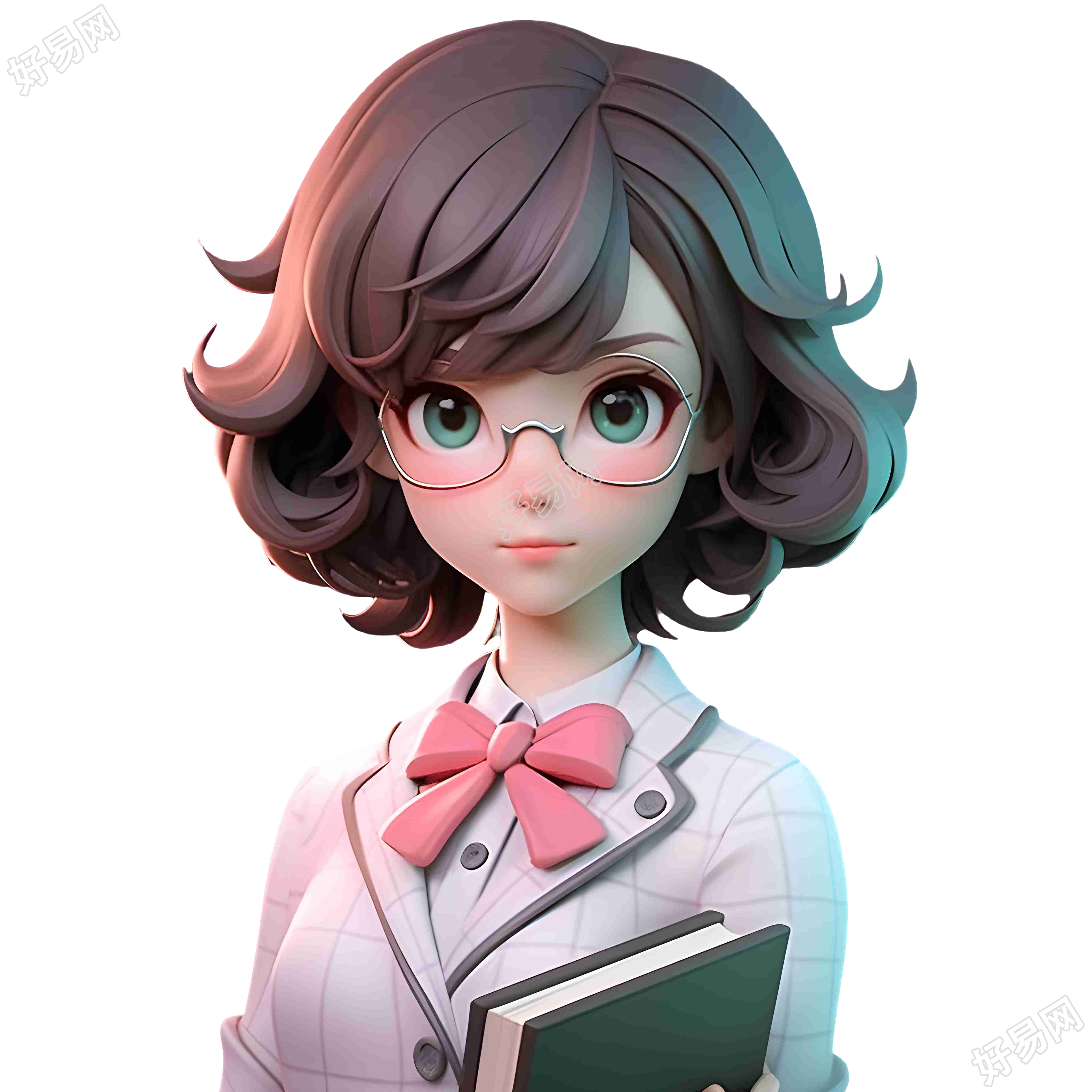 3D模型女教师戴眼镜插画