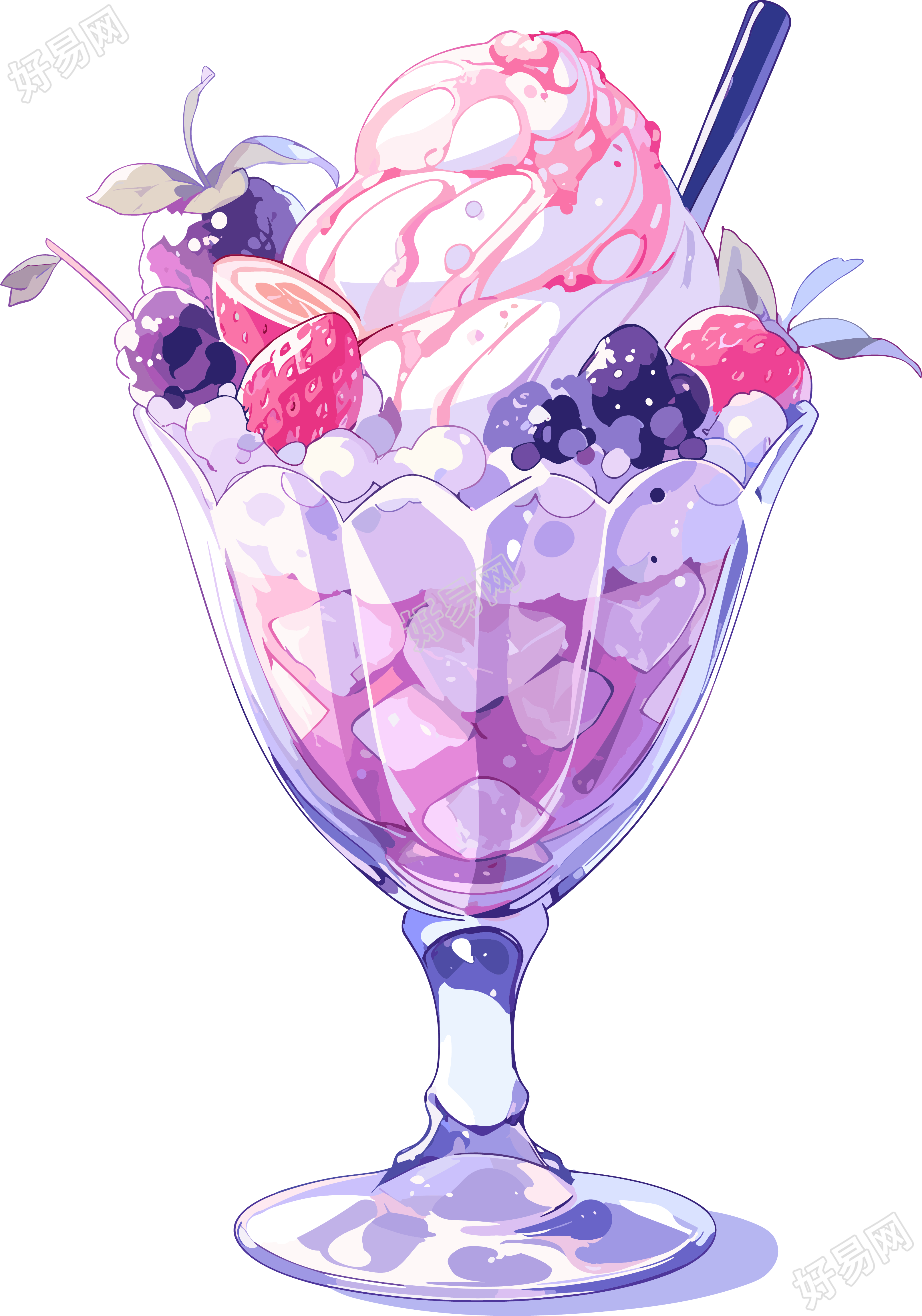 紫色甜美冰淇淋小清新插图