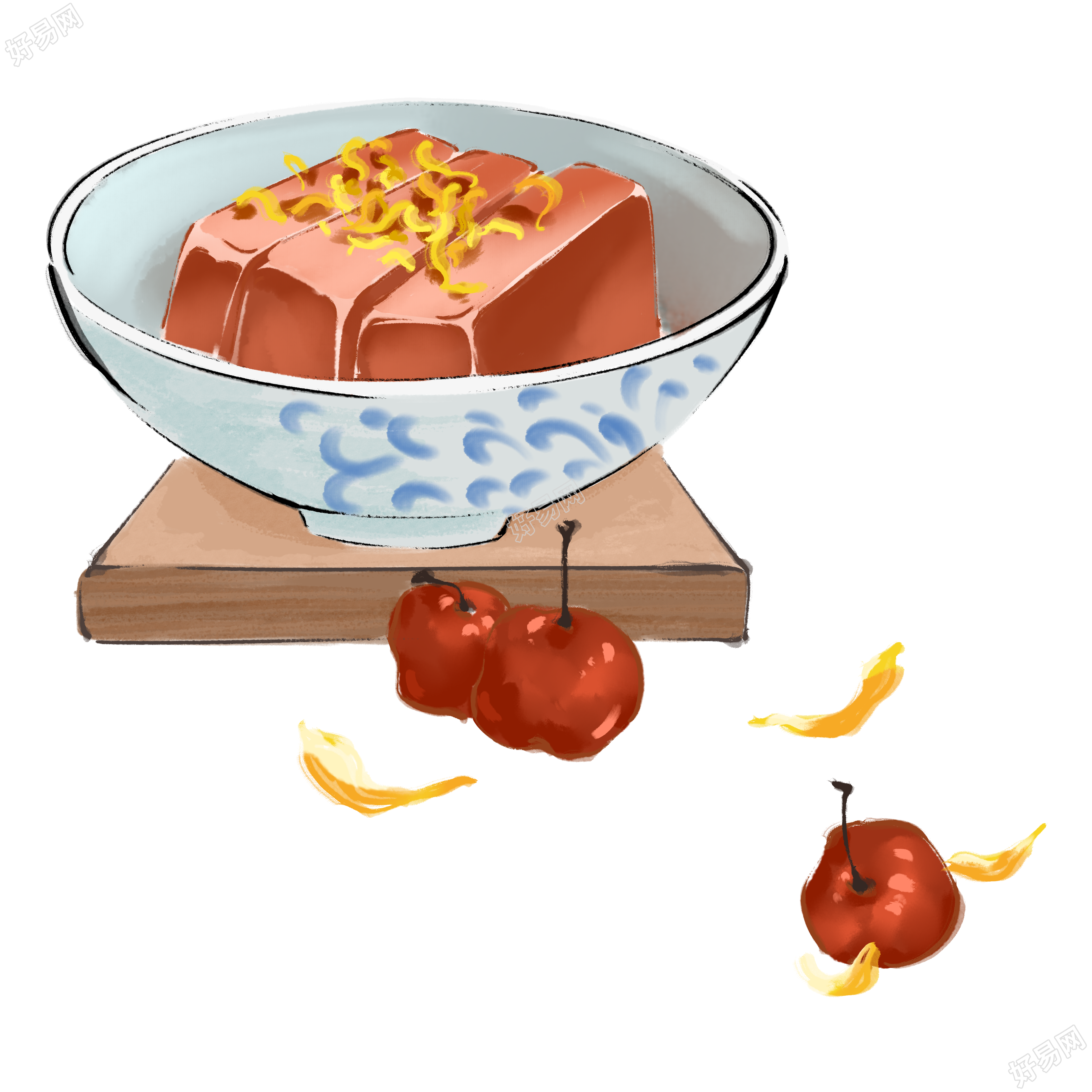 手绘寒露时节的美食插画素材