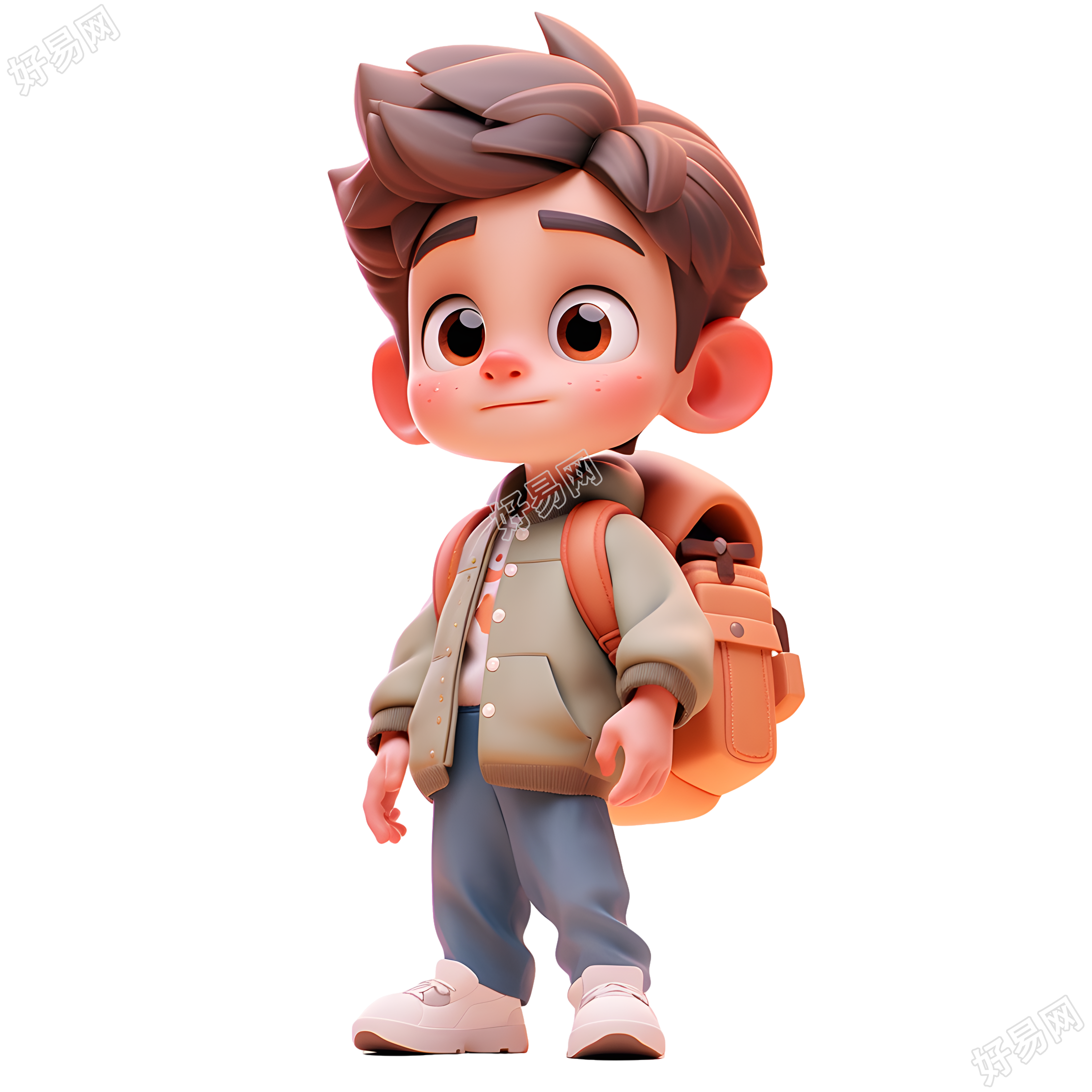 帅气男孩背包的3D人物素材
