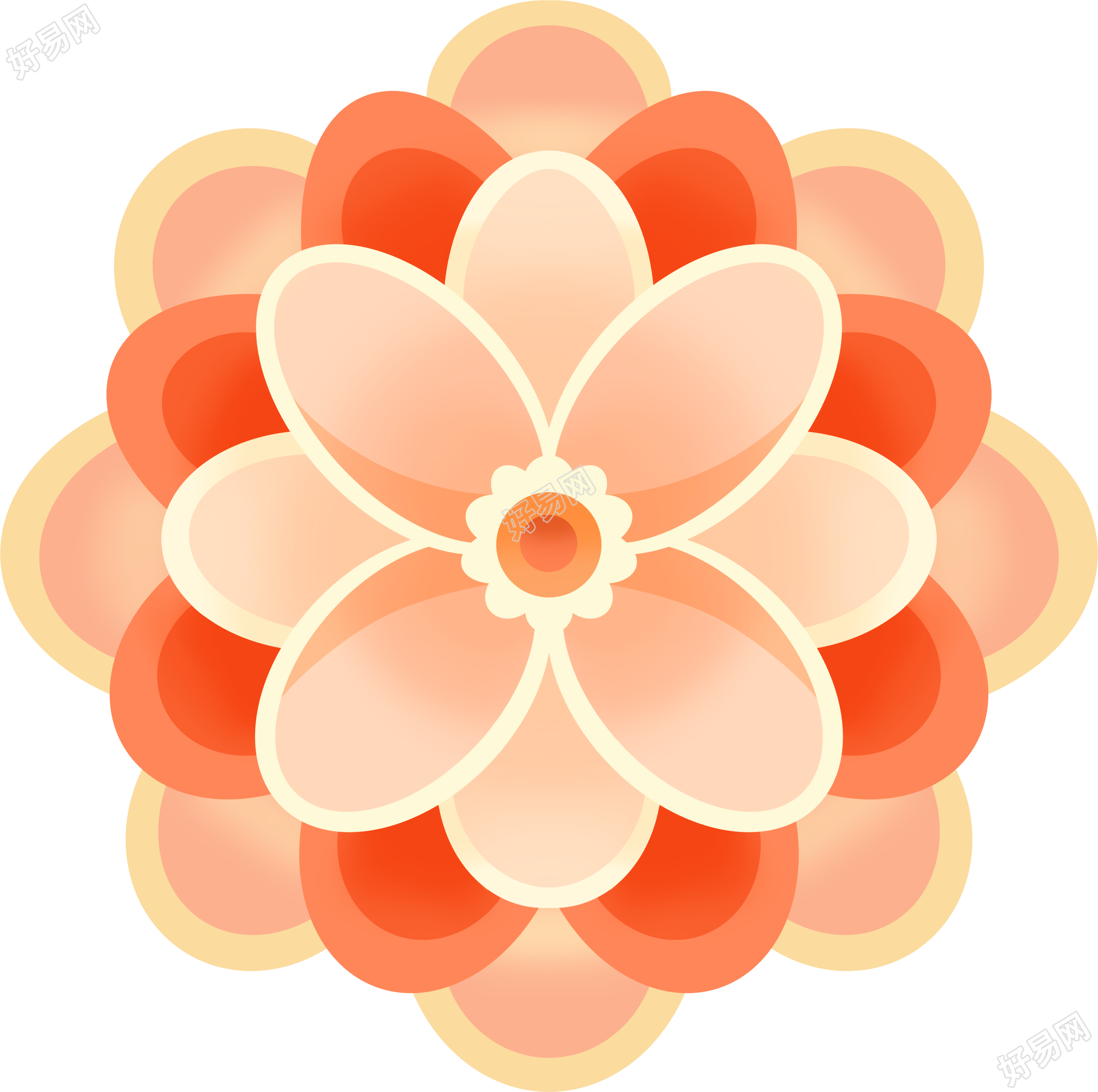 装饰用的渐变花朵透明背景插画