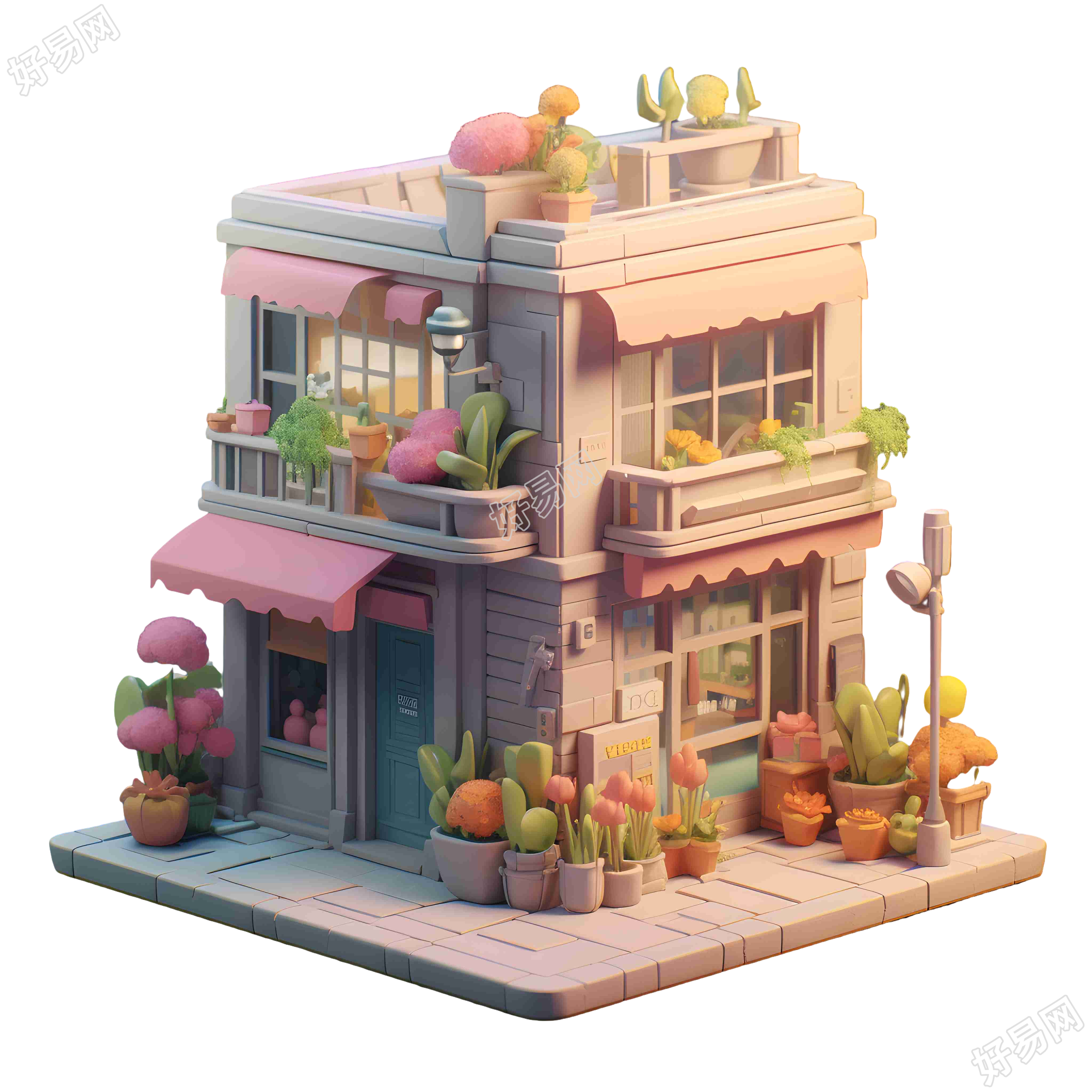 3D花店模型透明背景插画
