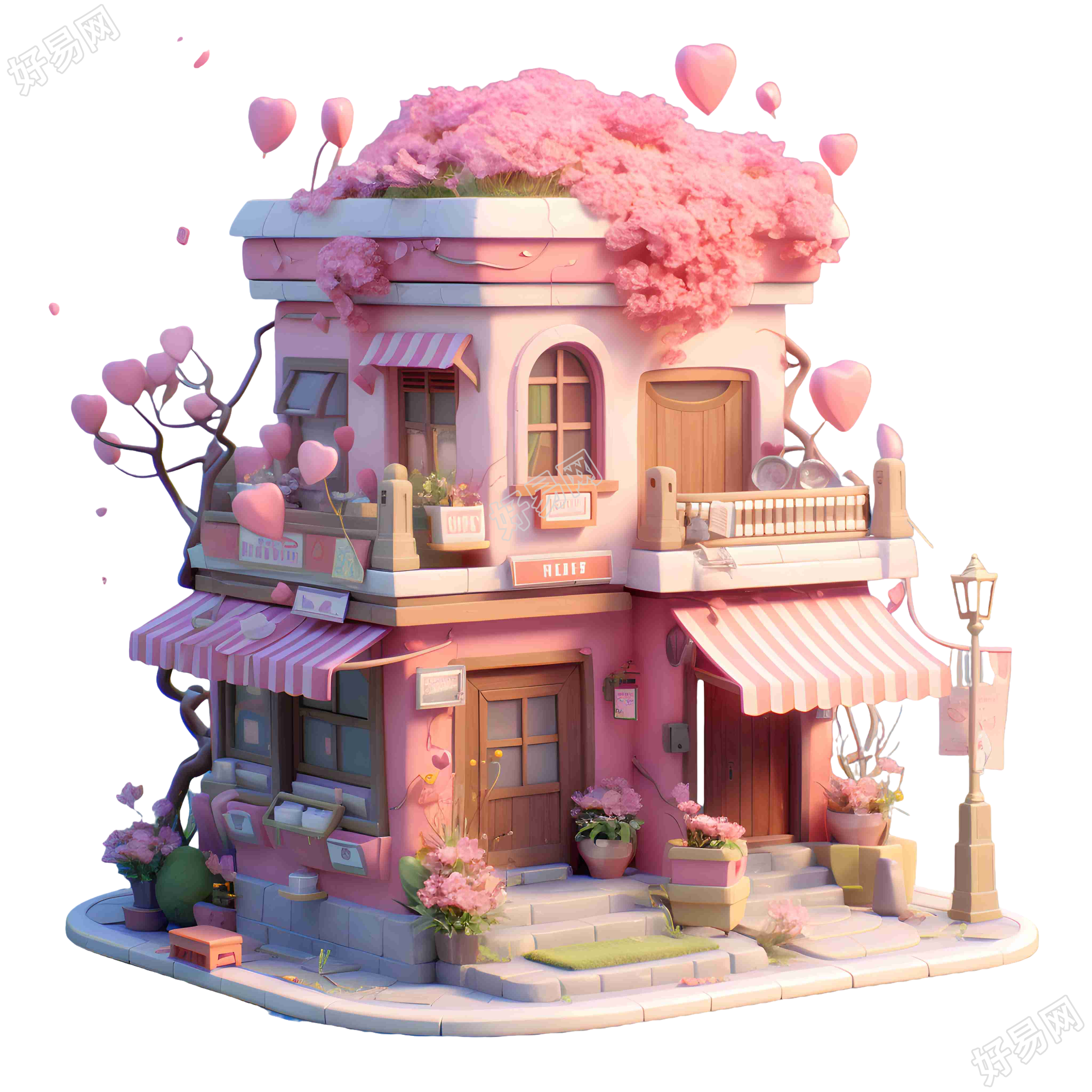 3D建模粉色茶屋可商用插图