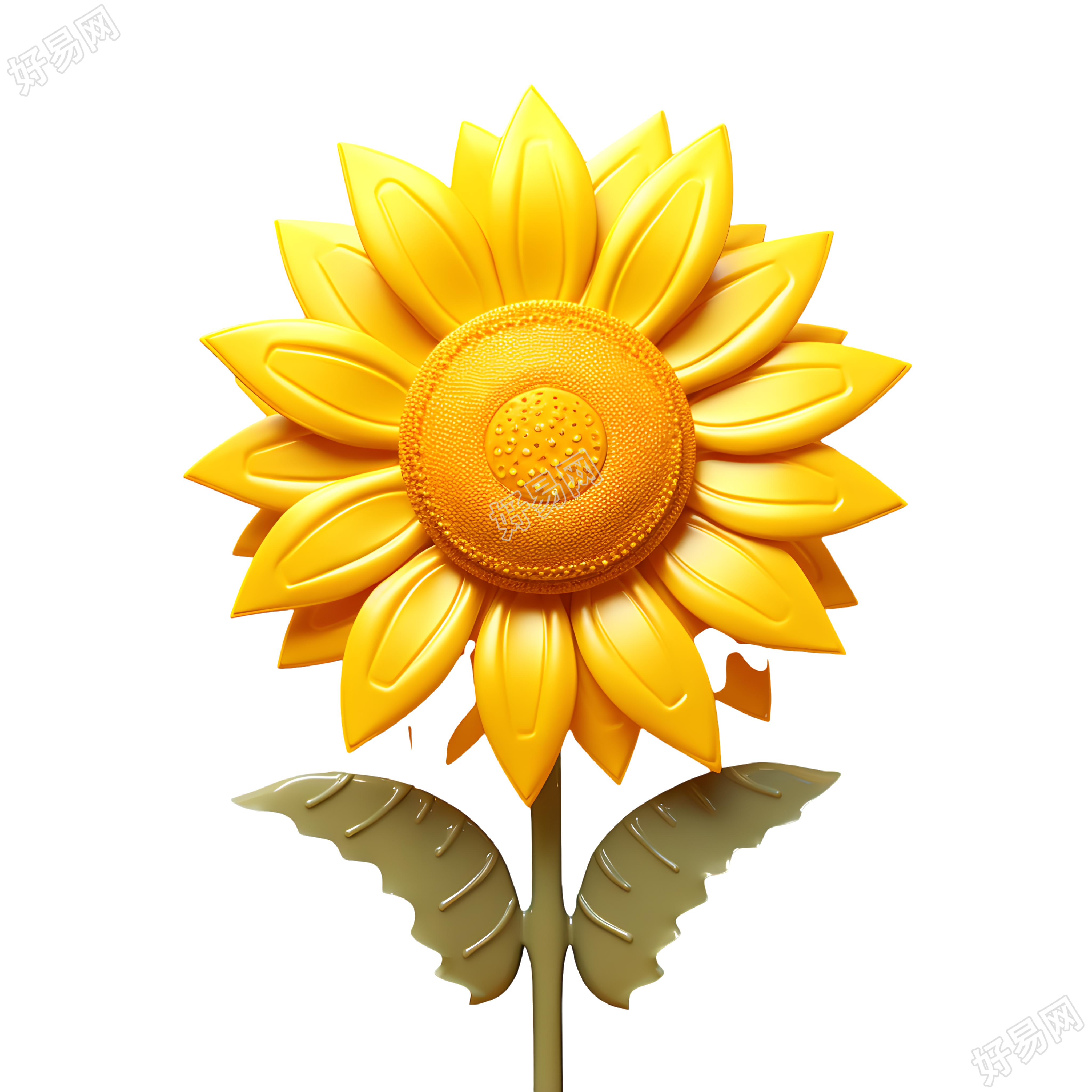 太阳花3D插画透明背景元素