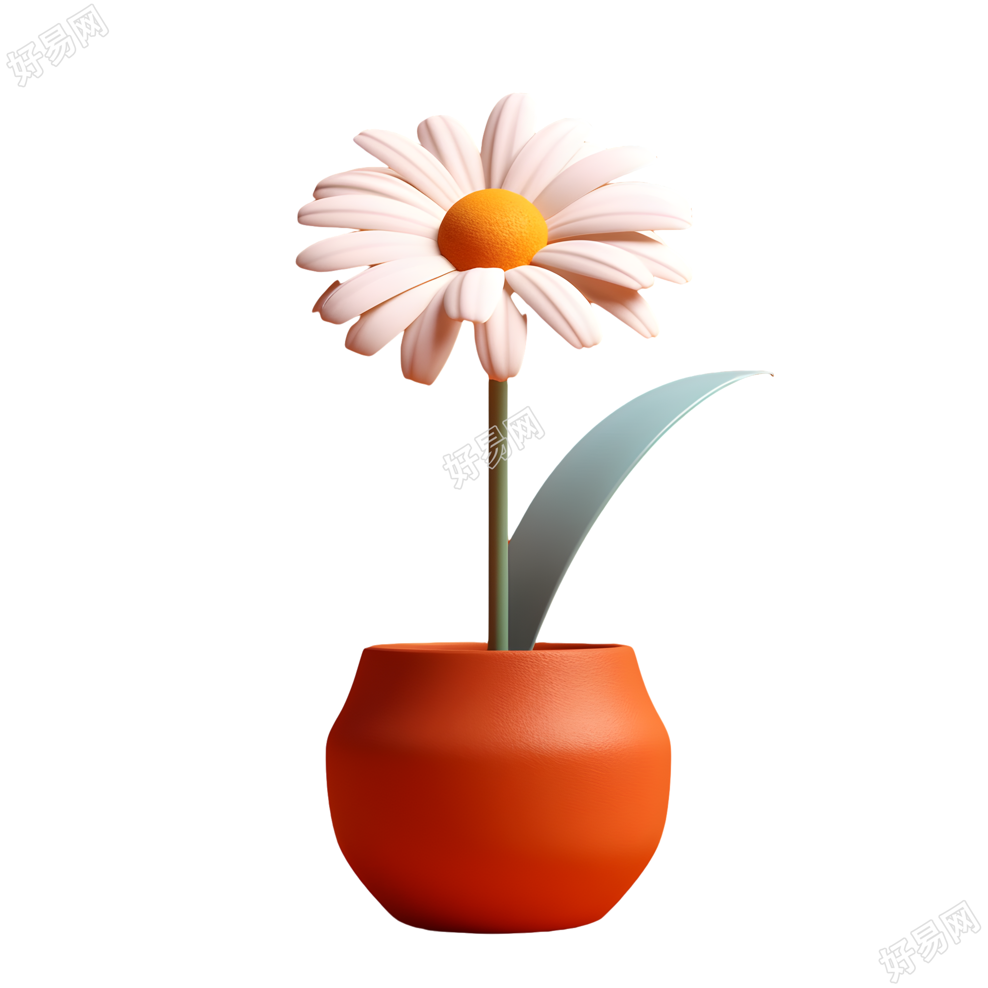 雏菊花盆插画设计素材