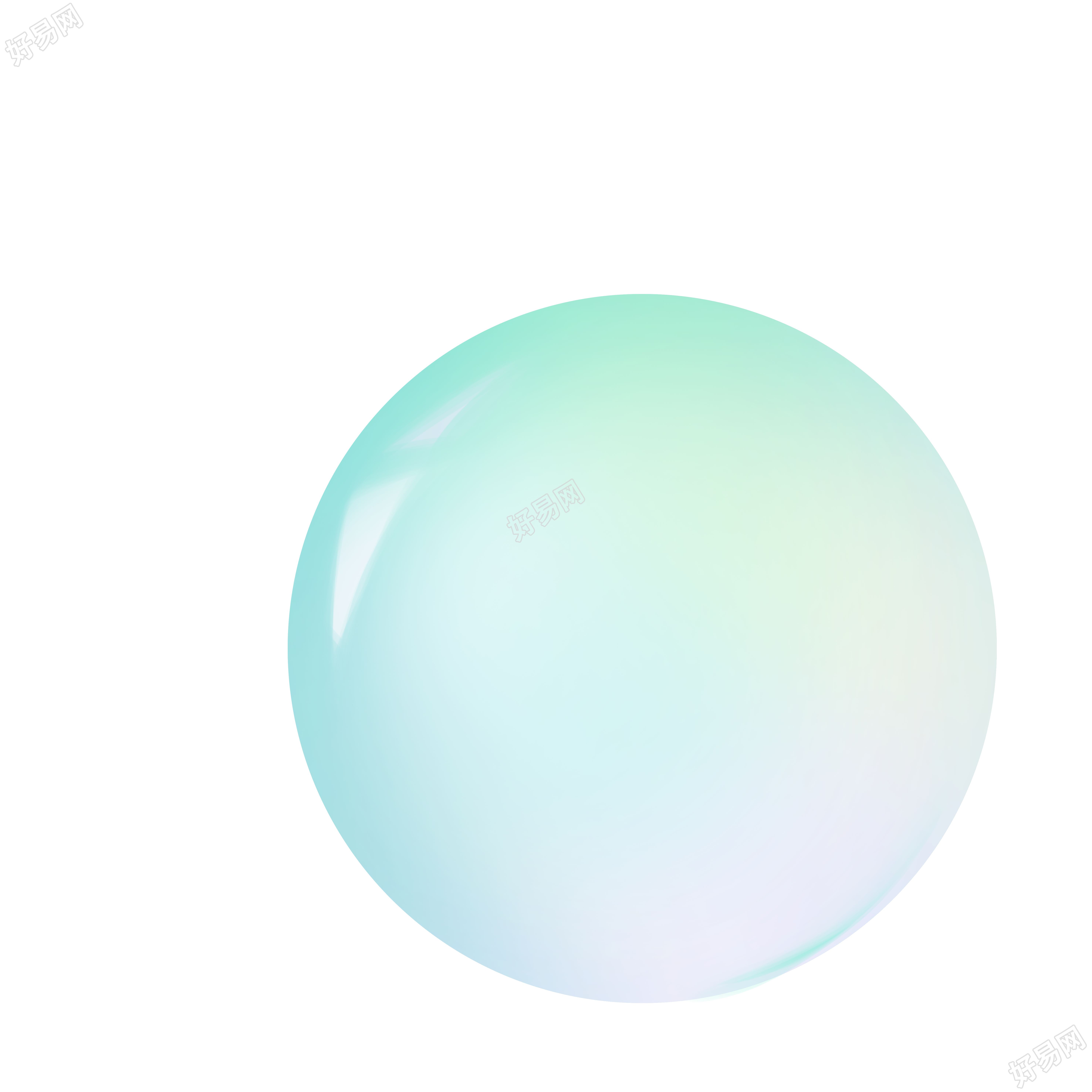 透明气泡折射五彩光线插画素材