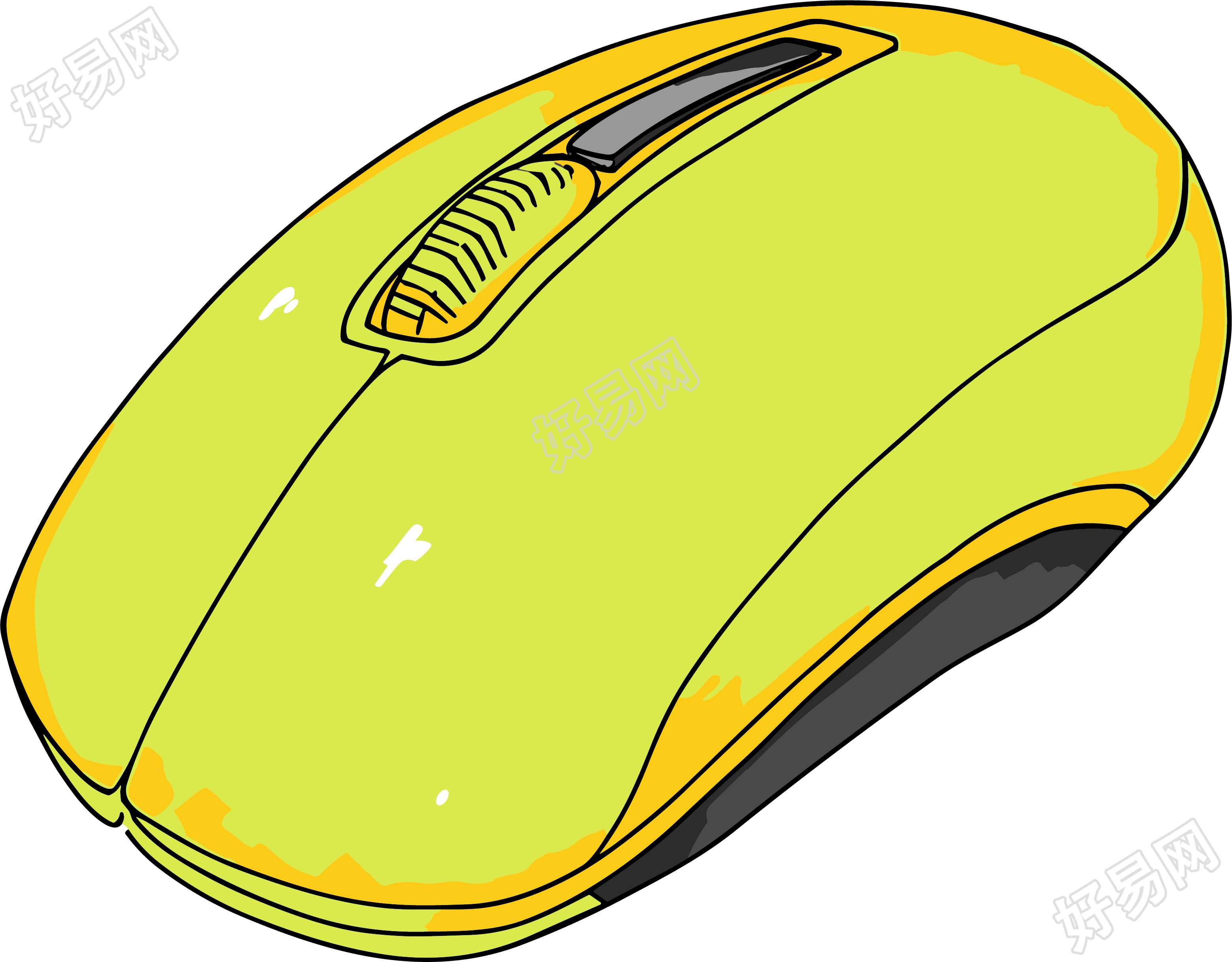 黄橙色计算机鼠标插画设计元素