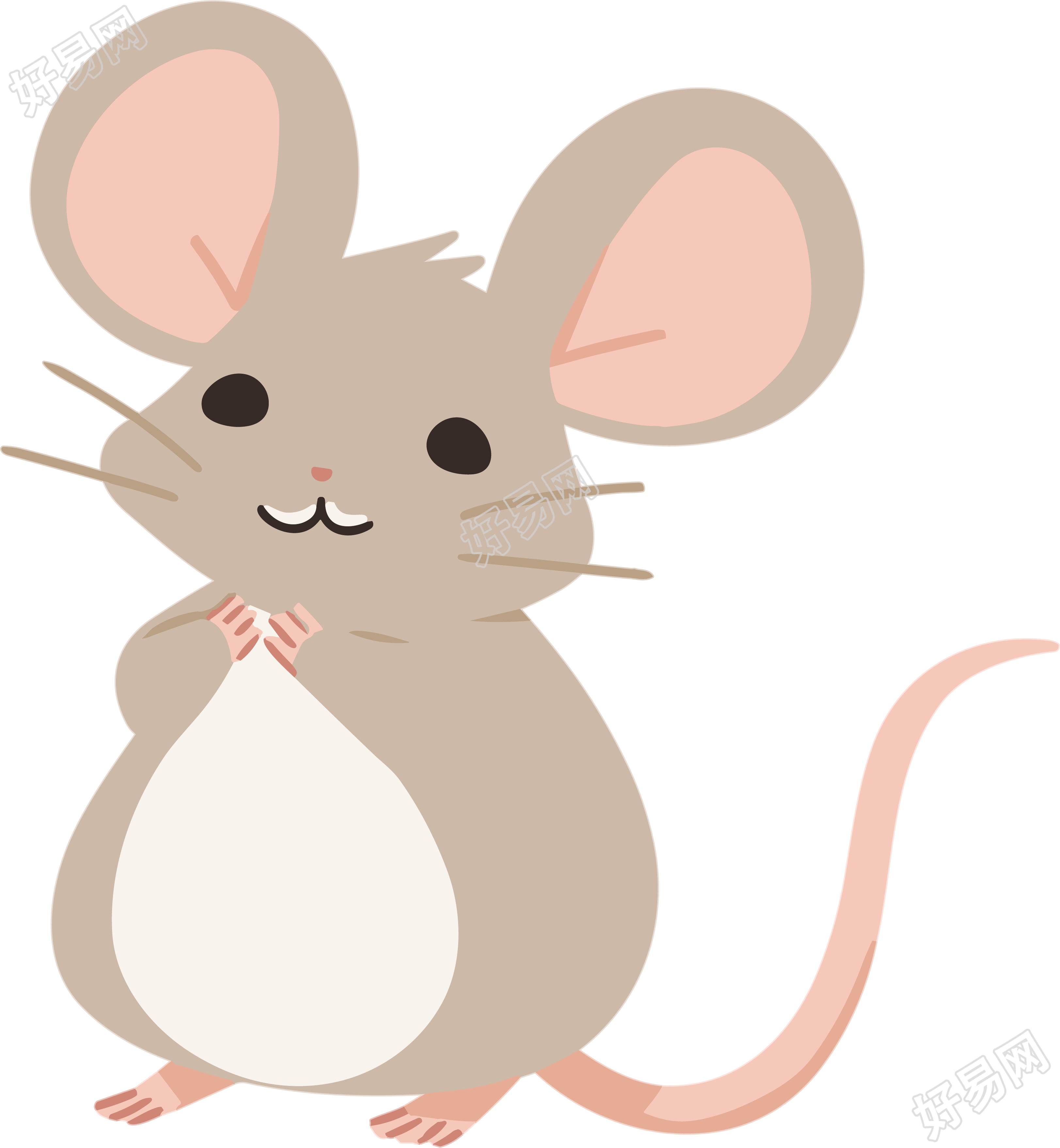 呲牙的小老鼠插画设计PNG
