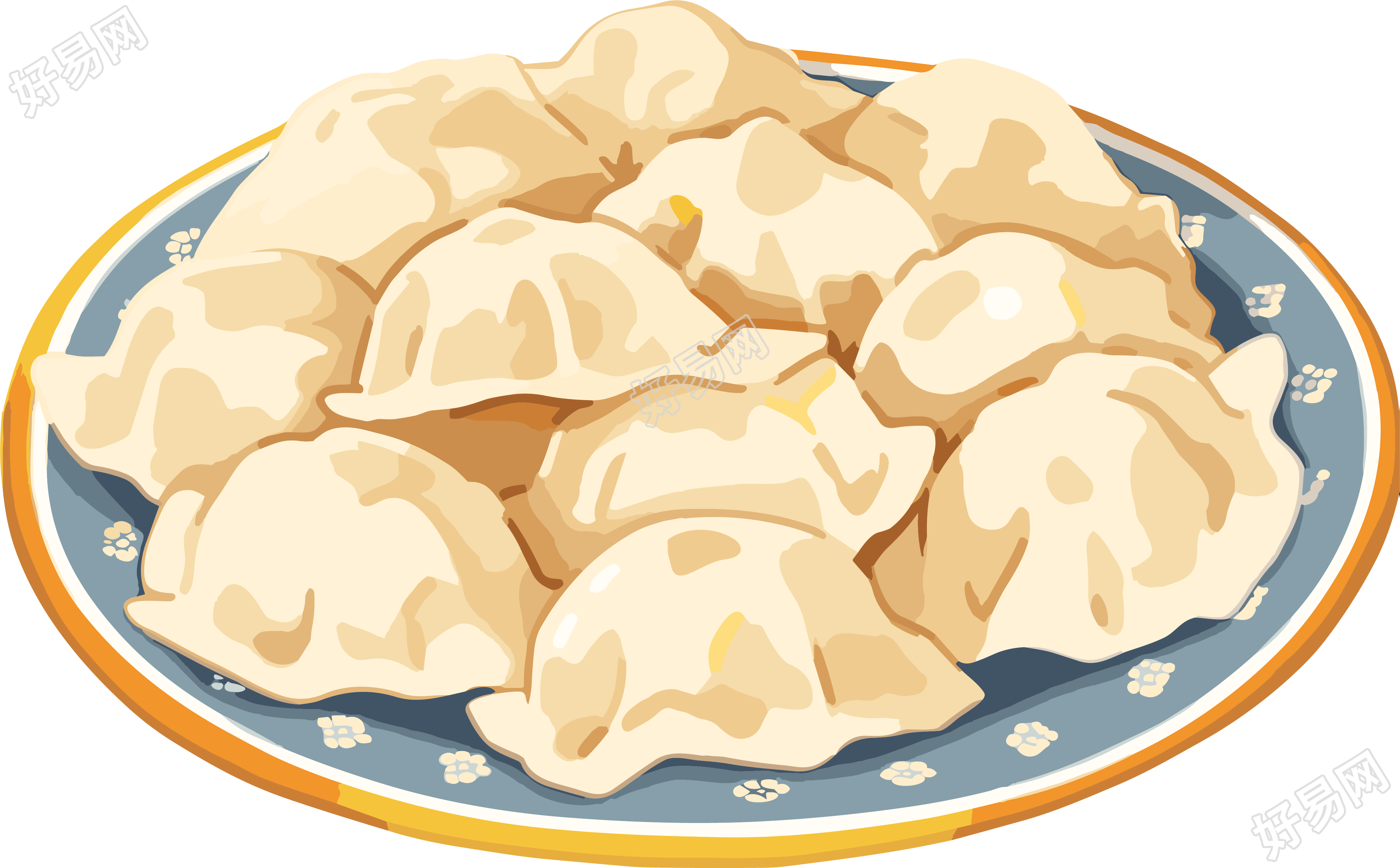 手绘扁平风格饺子插画