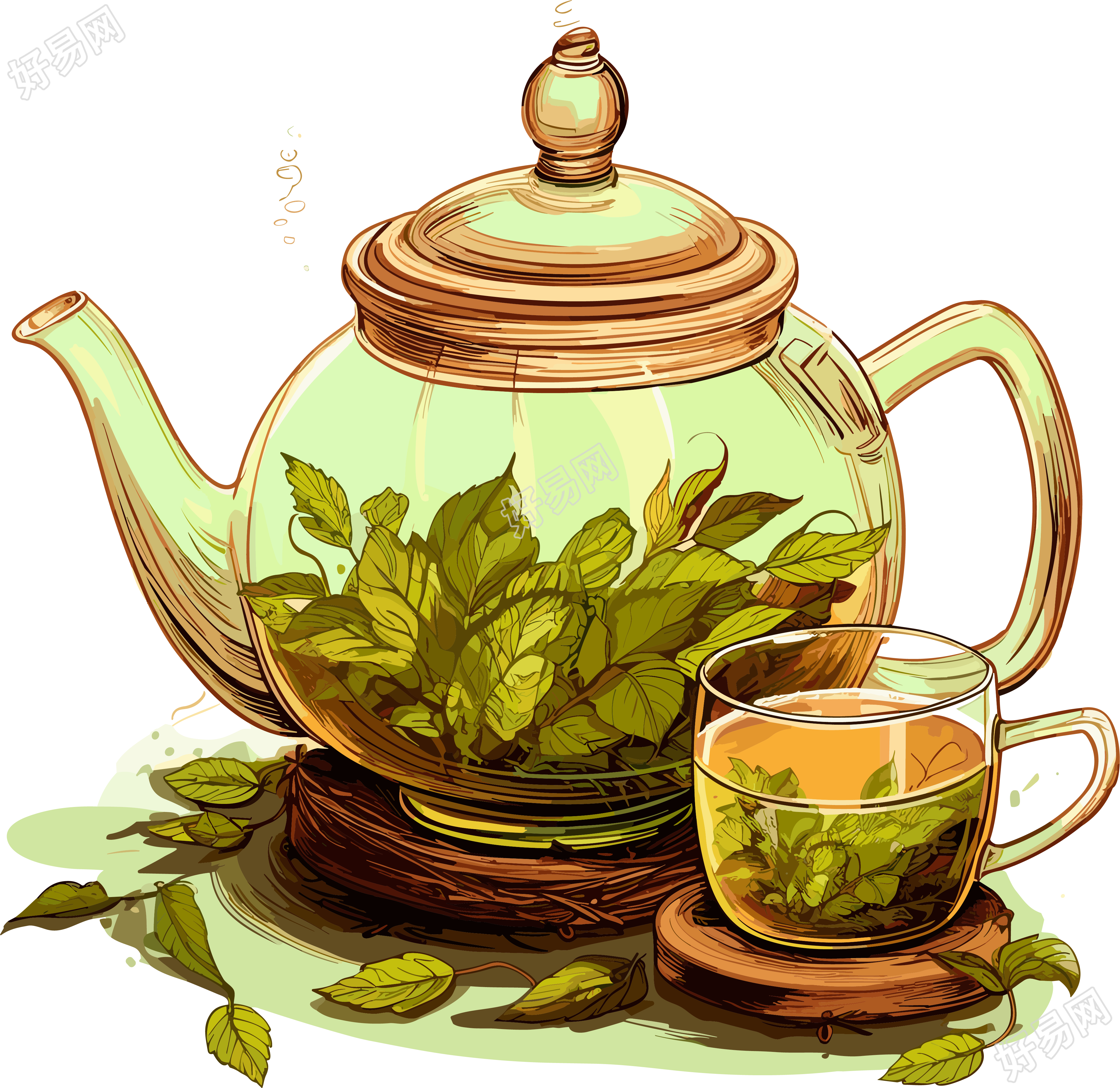 白色雏菊花茶壶自然与人工元素