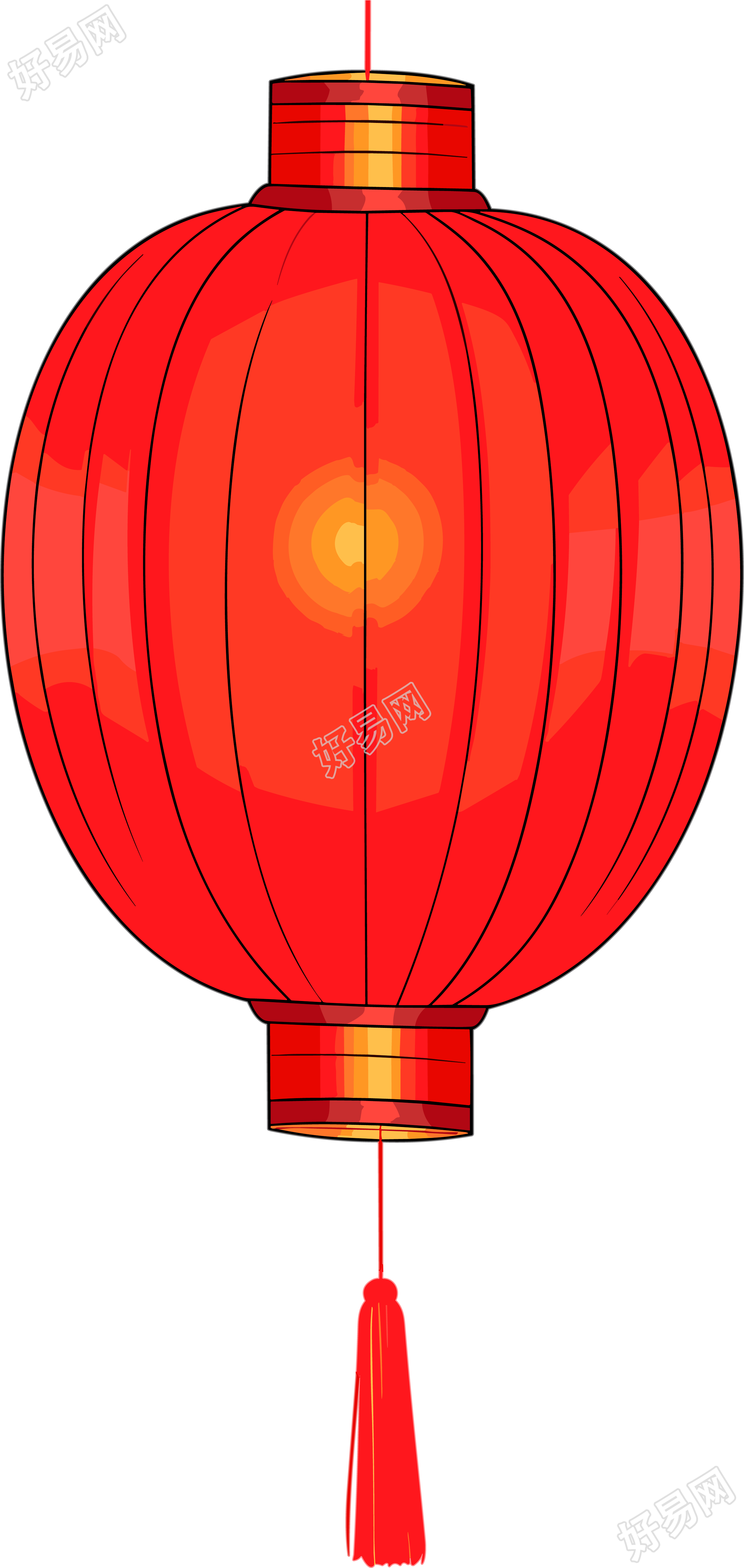 19世纪末的创意设计元素,红白色线条状中国灯笼矢量图素材