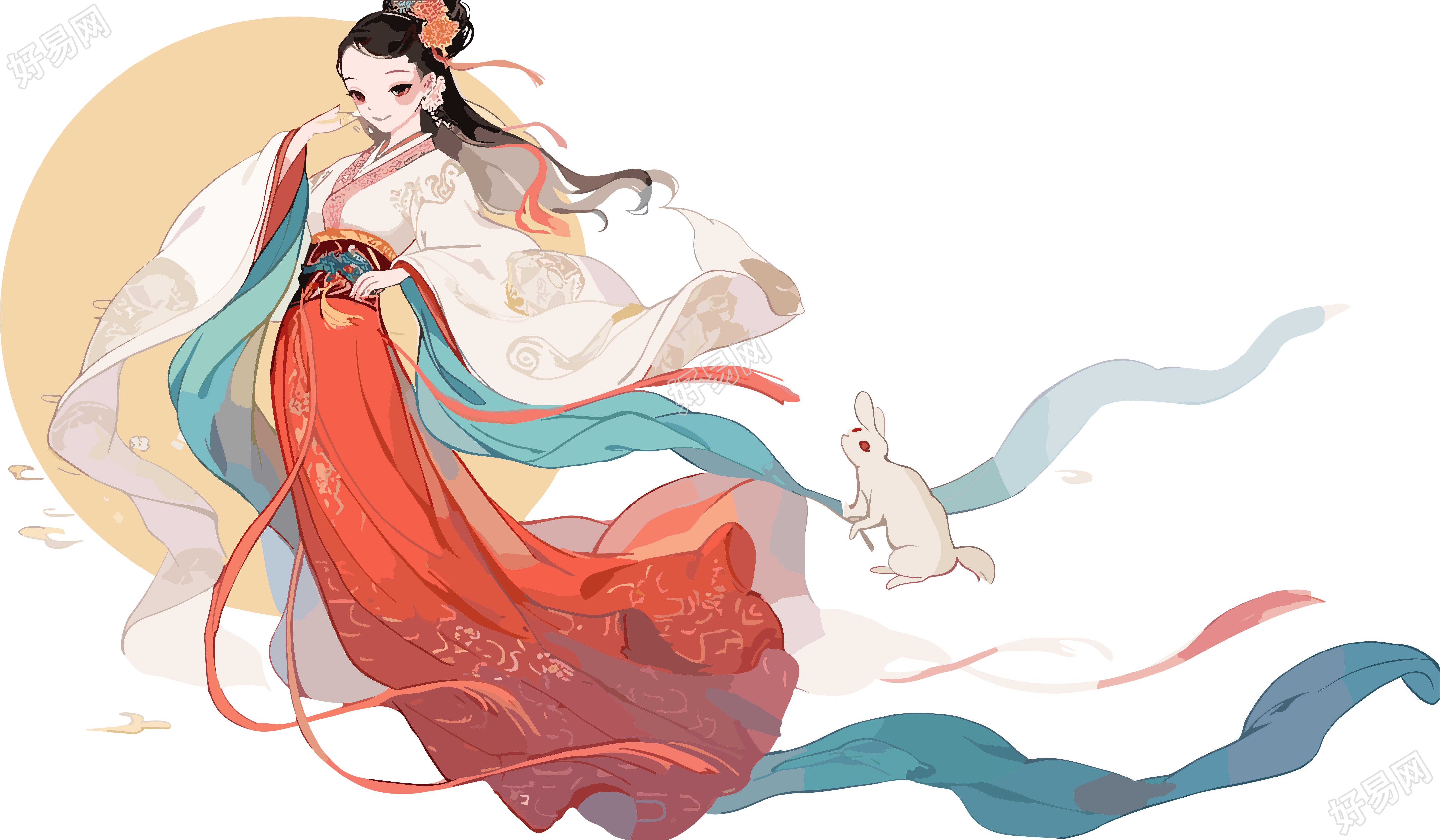 中国古风嫦娥仙子插画