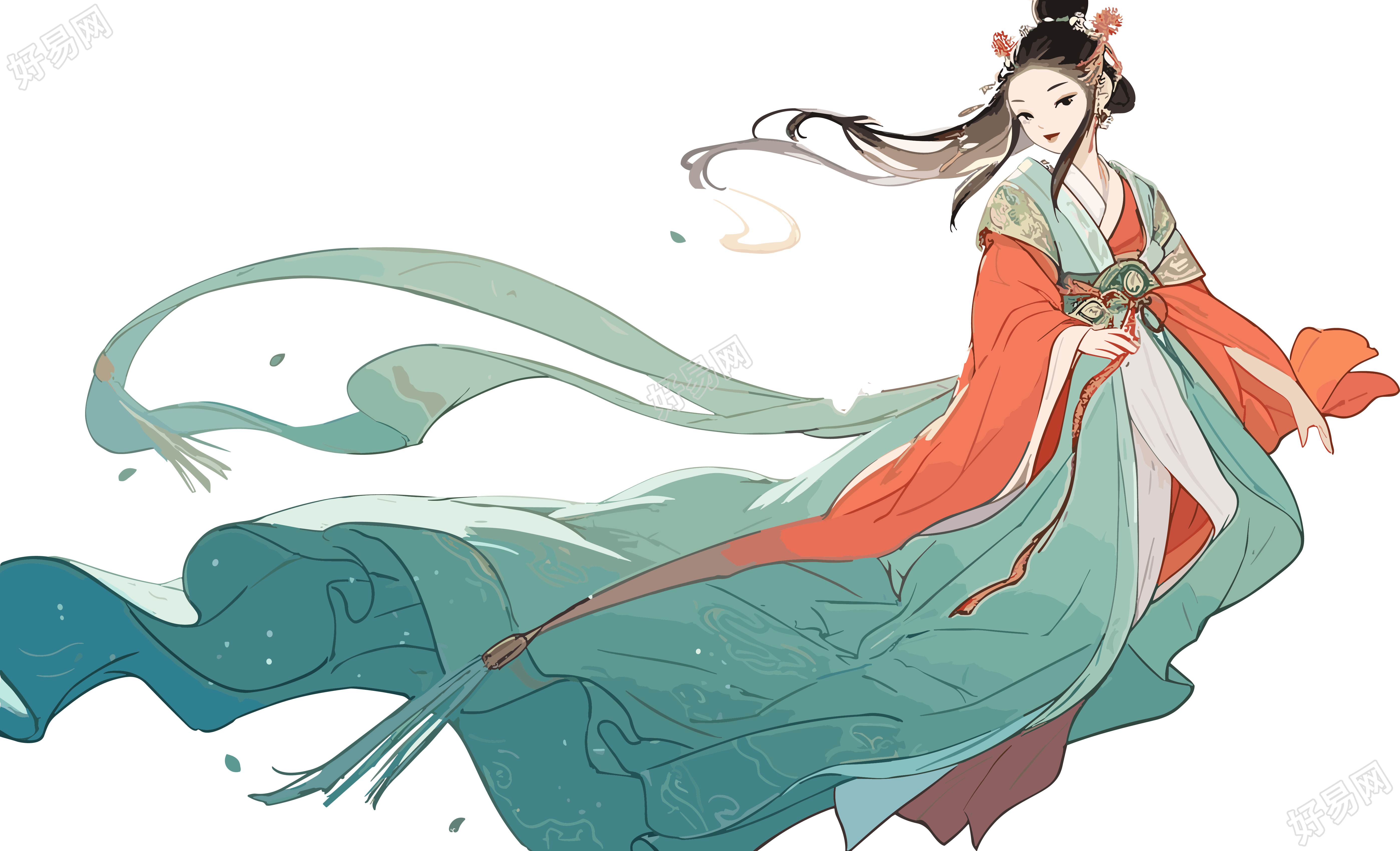 古风嫦娥仙子握玉兔冲向月亮