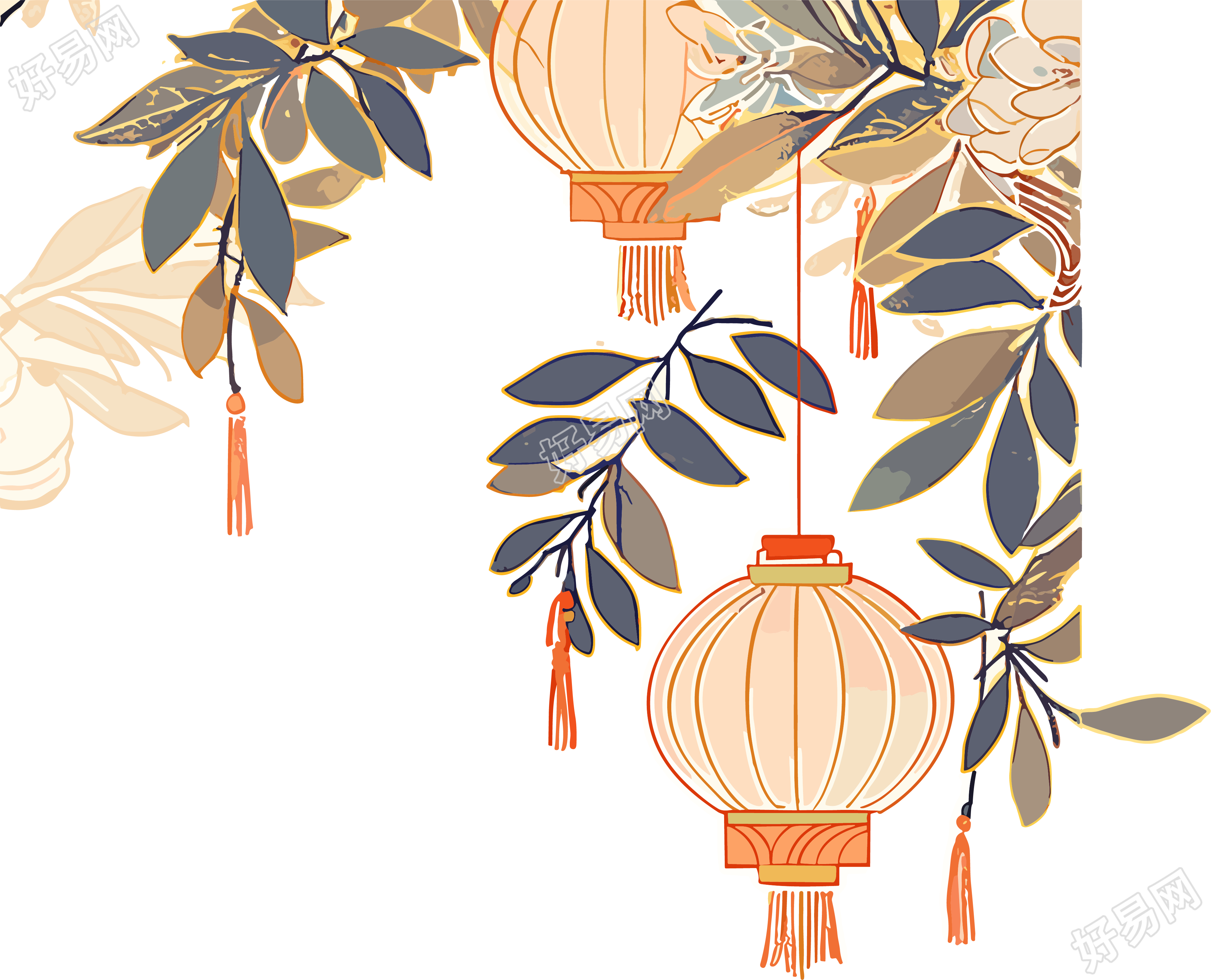 金线挂牌的桂花枝素材