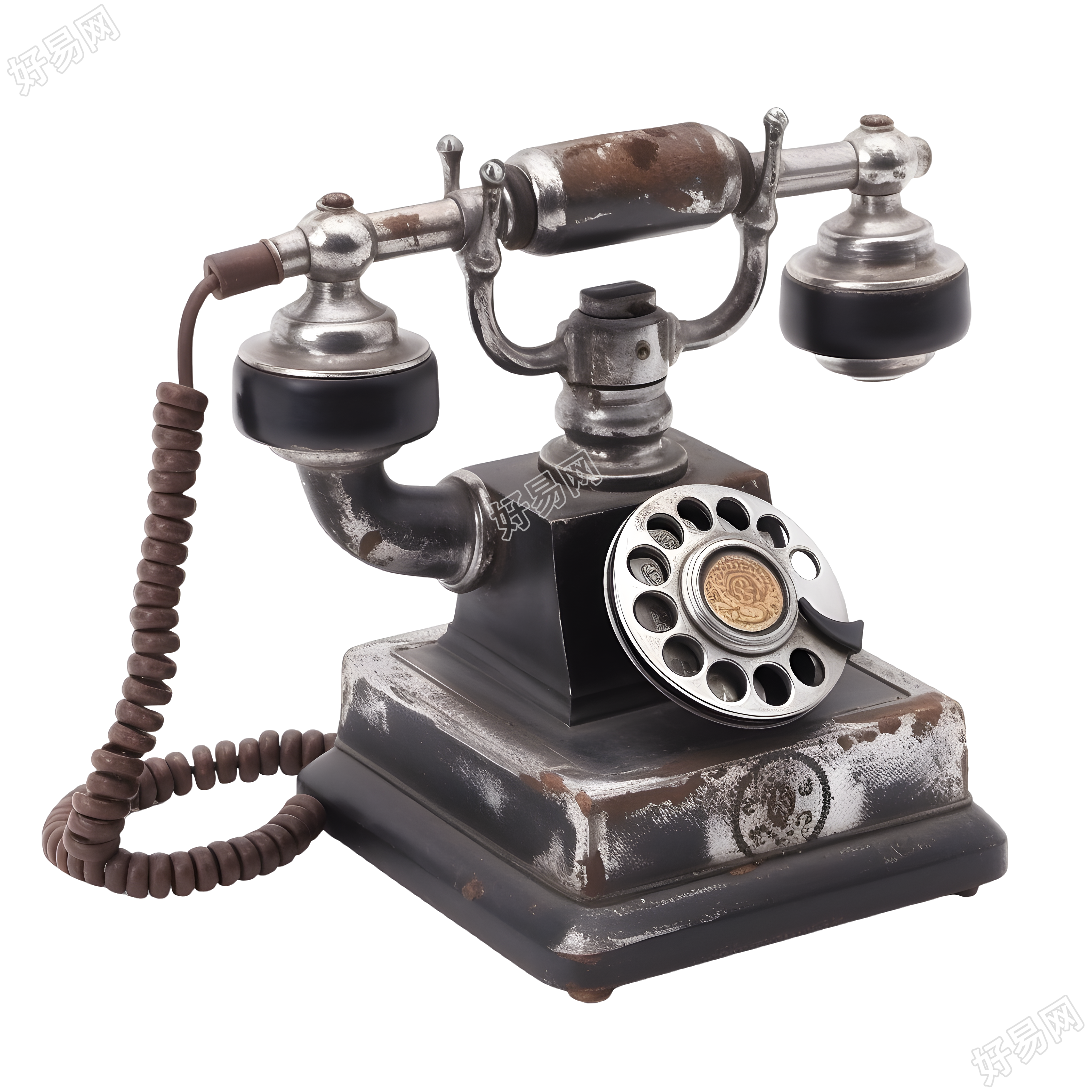复古风古董电话透明背景插画