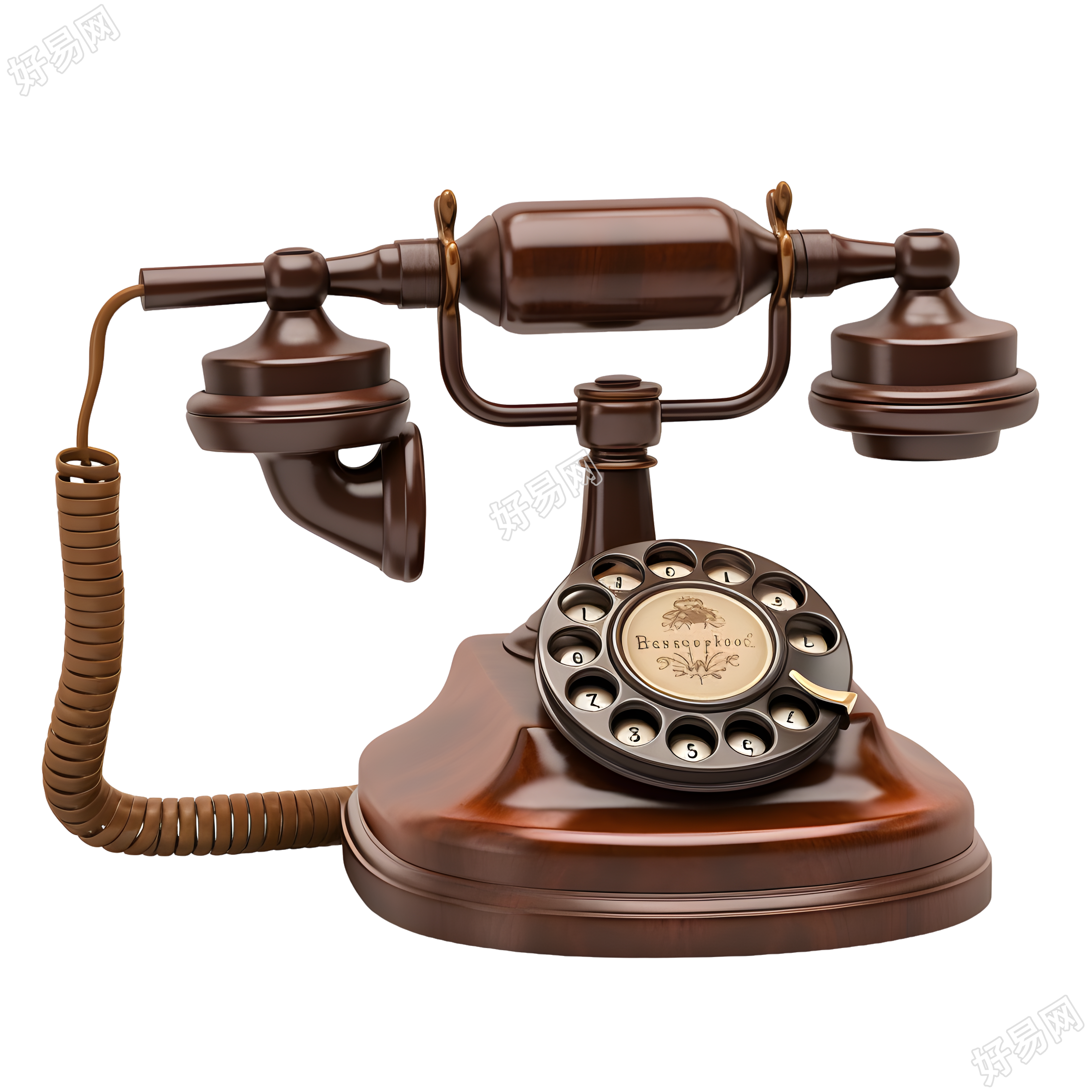 高清图形素材老式棕色电话PNG