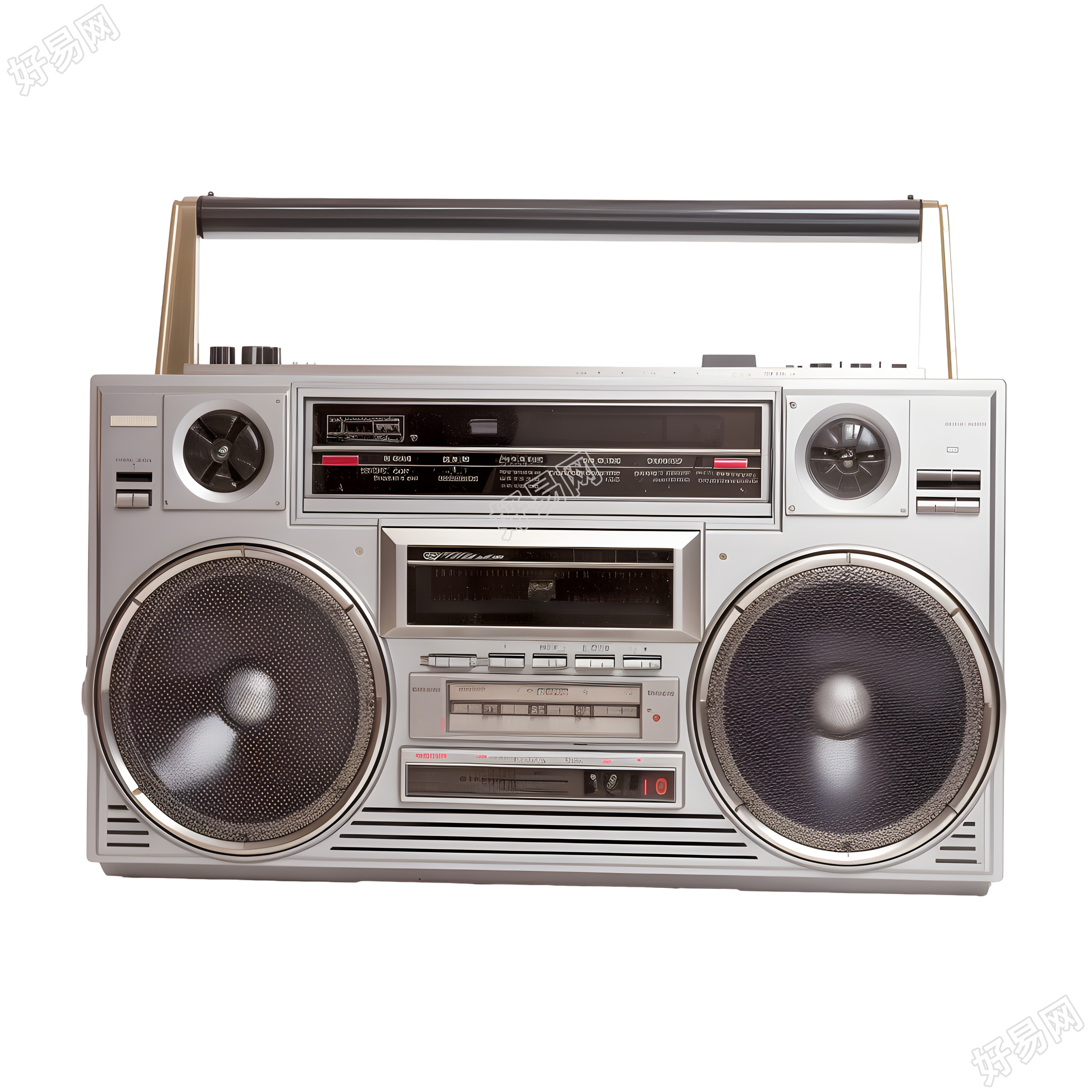银色Boombox无线电收音机PNG图形素材