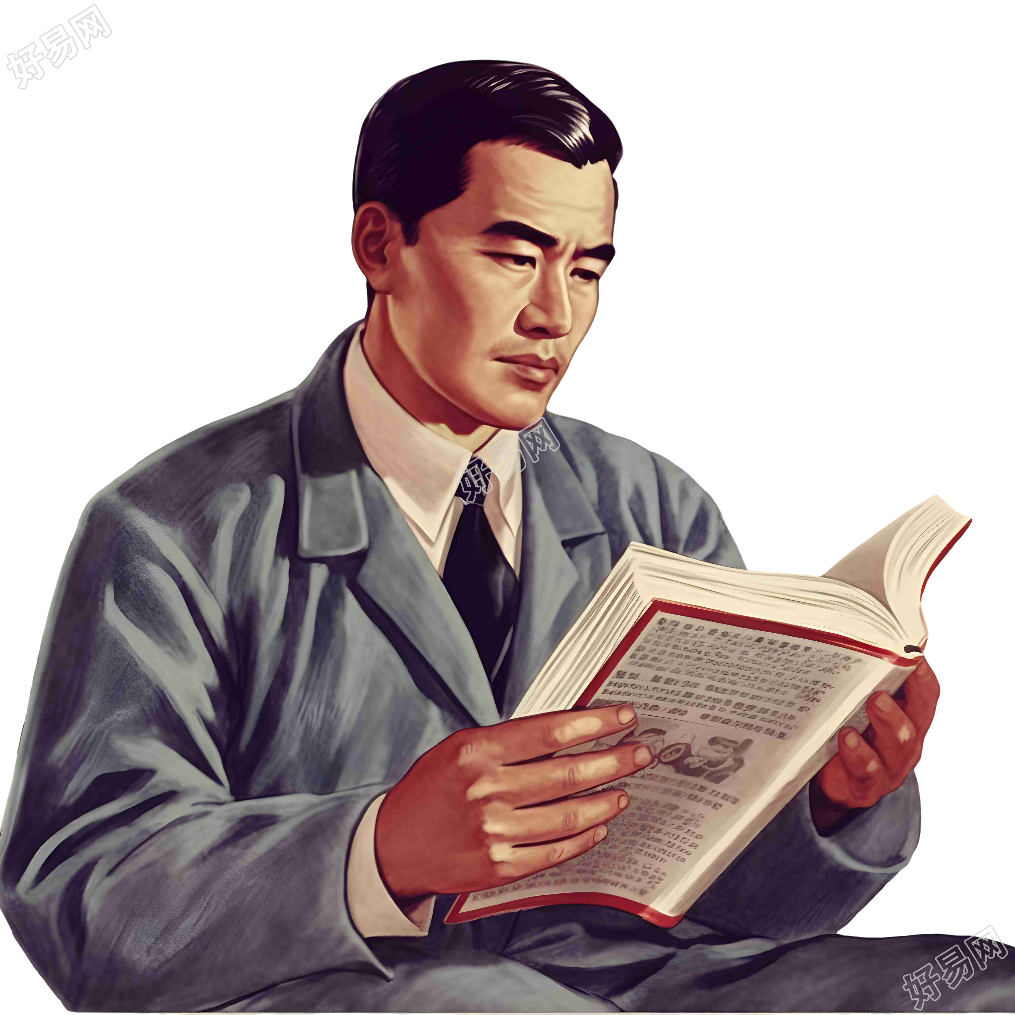 男子阅读创意设计元素PNG图形素材