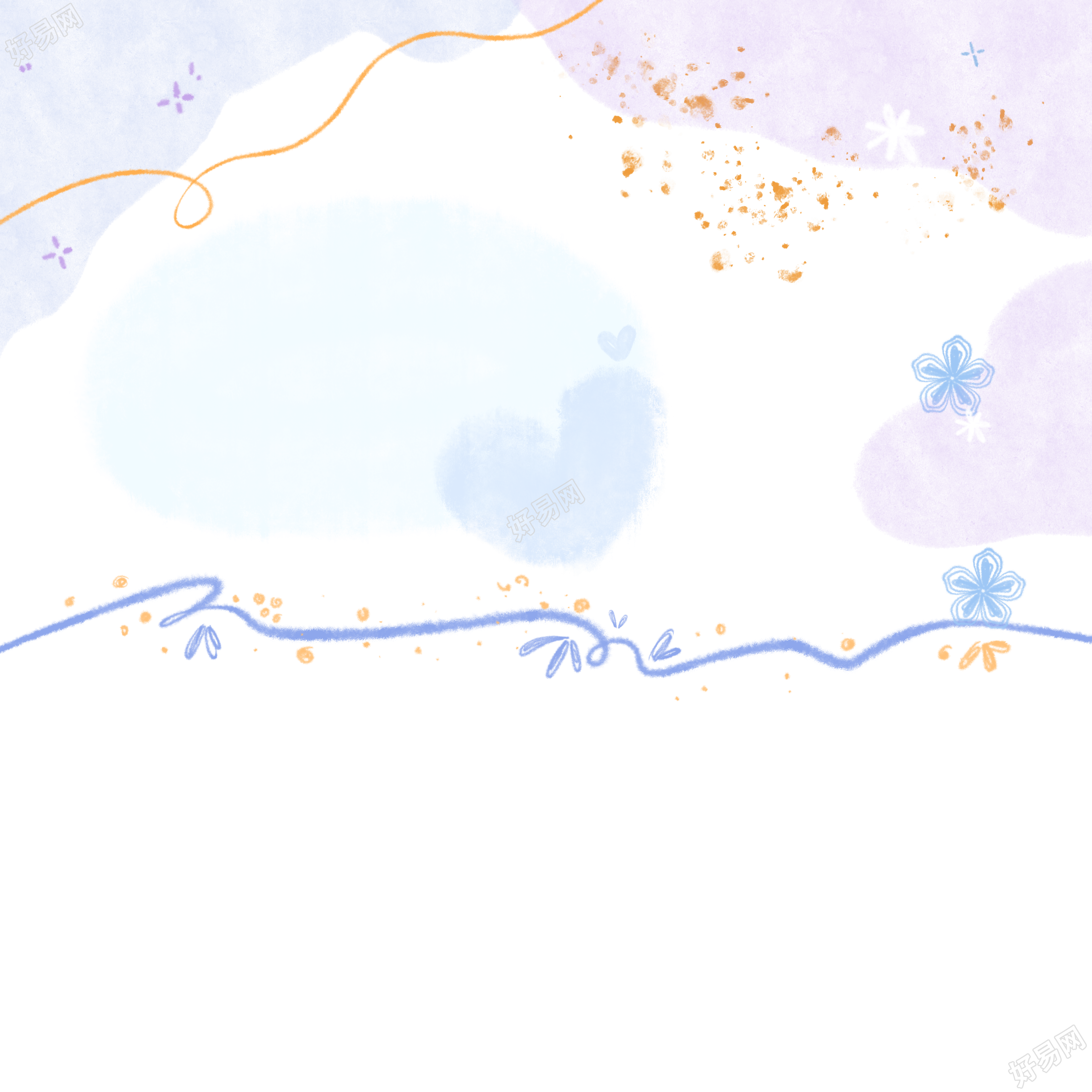 浅色系水彩风格的线条装饰元素