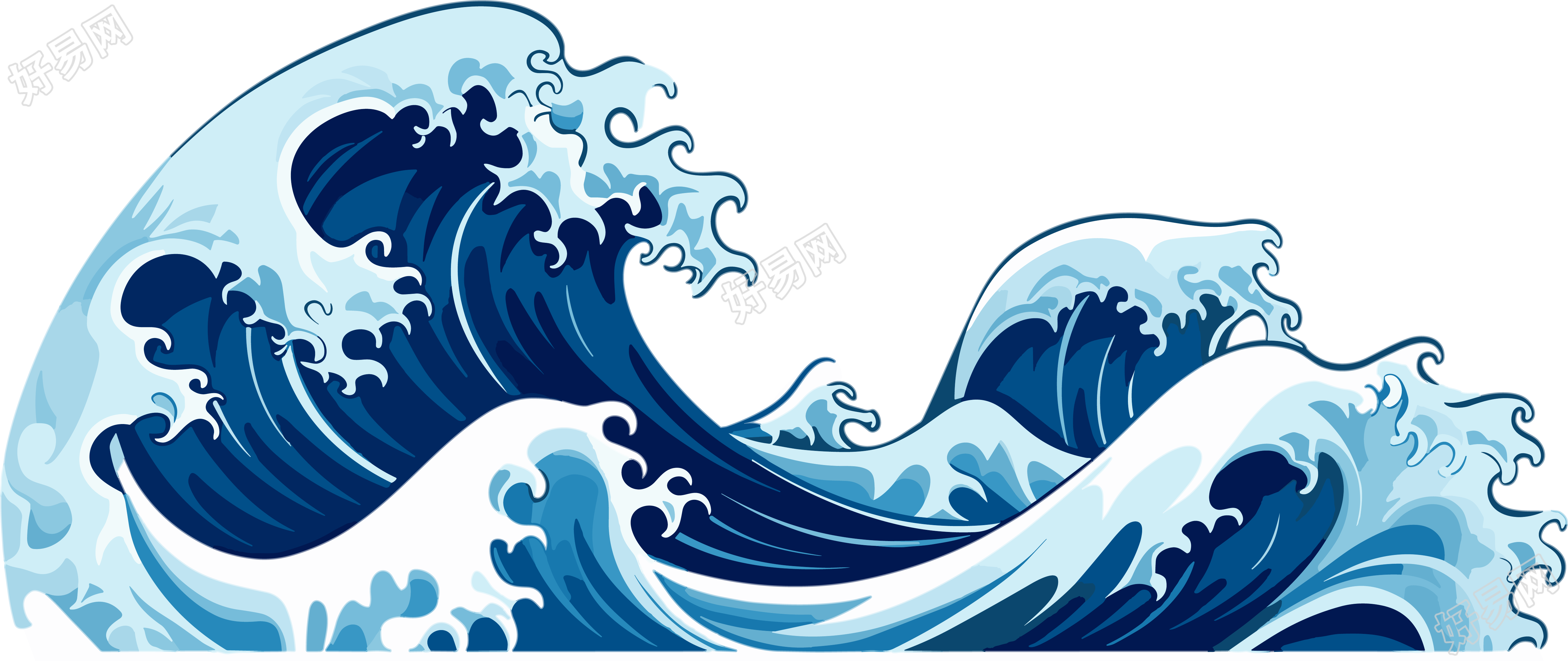 蓝色海浪透明背景商用元素