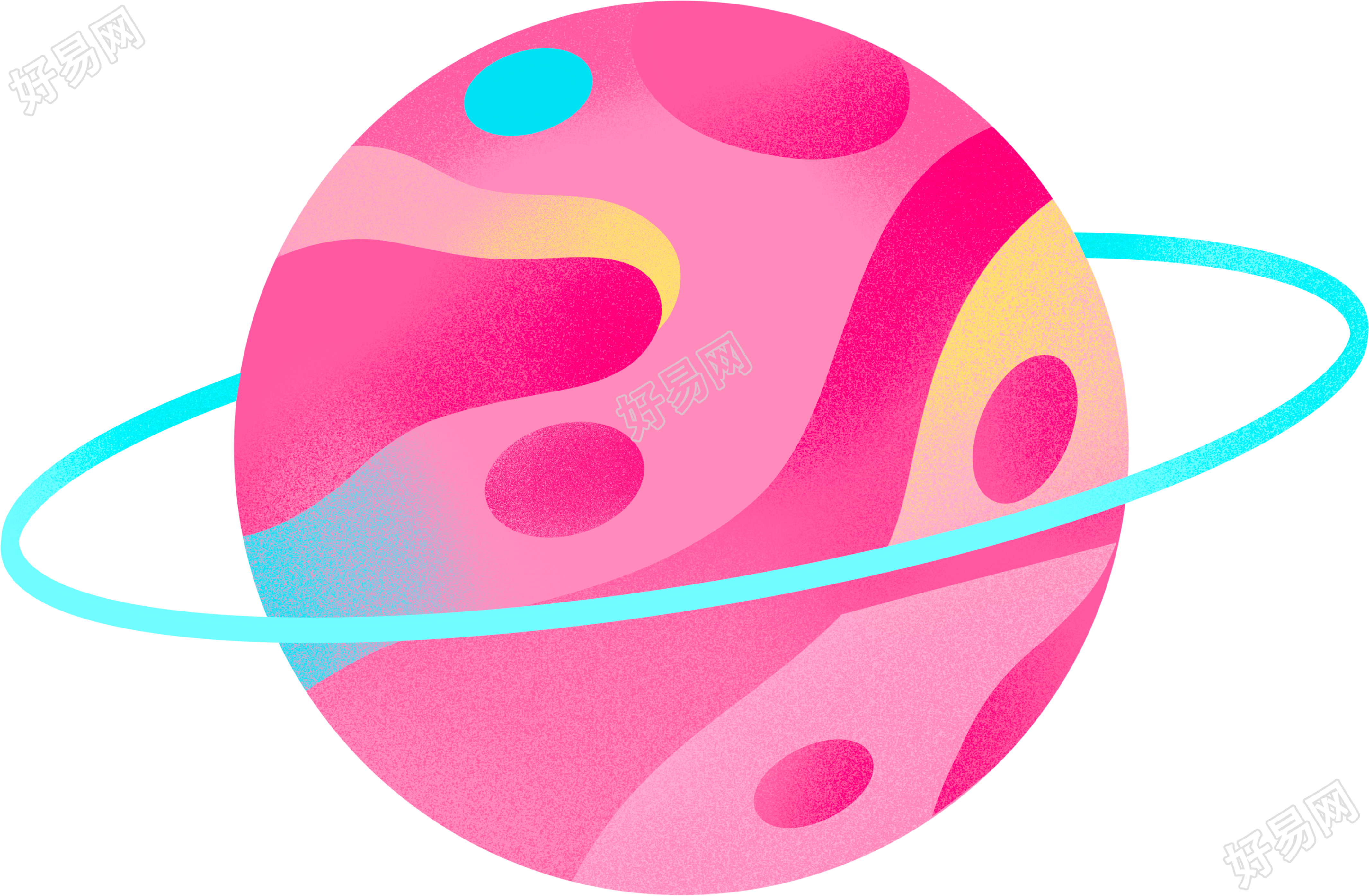 粉色星球手绘可商用插图