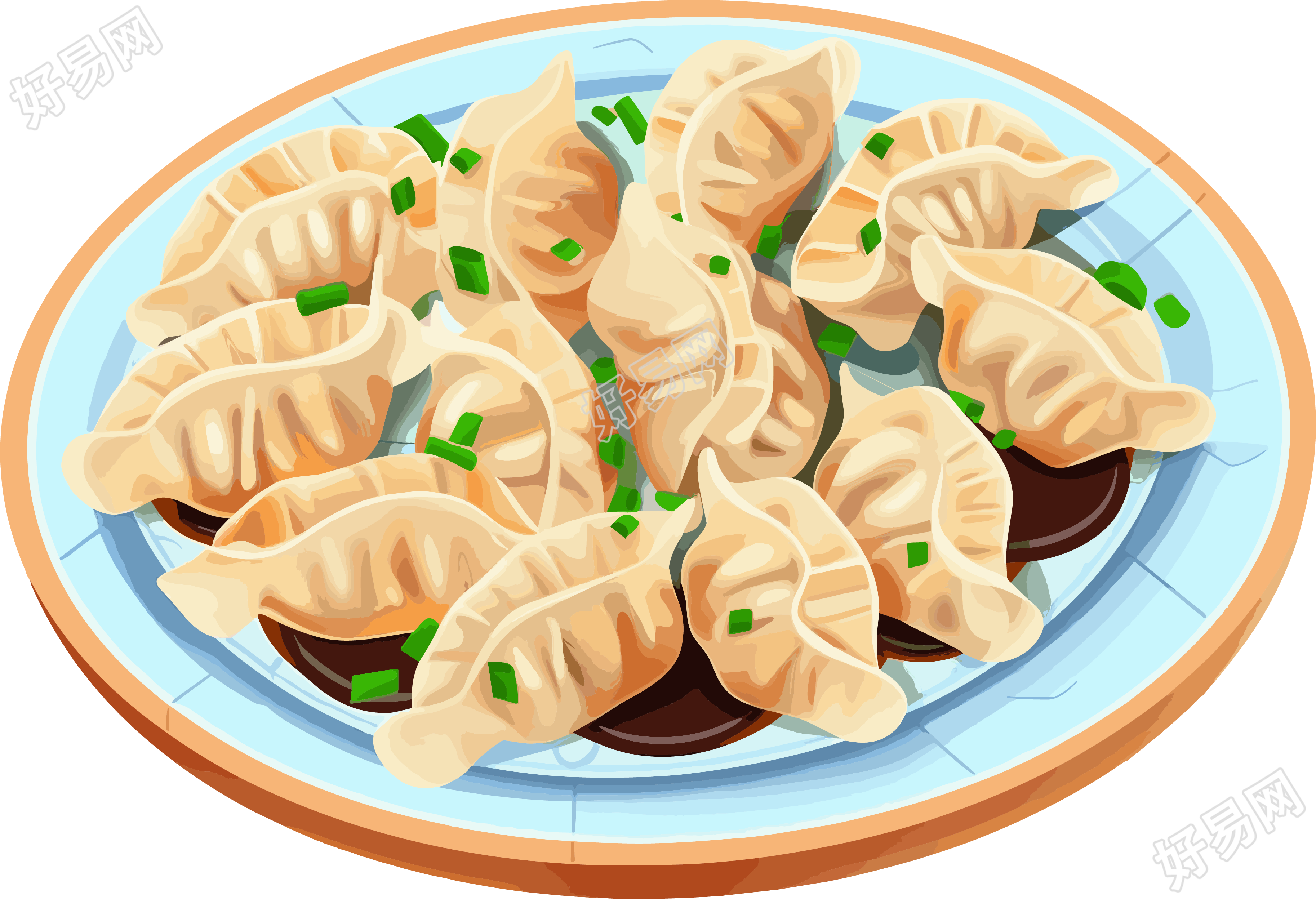 美味的中国饺子扁平插图
