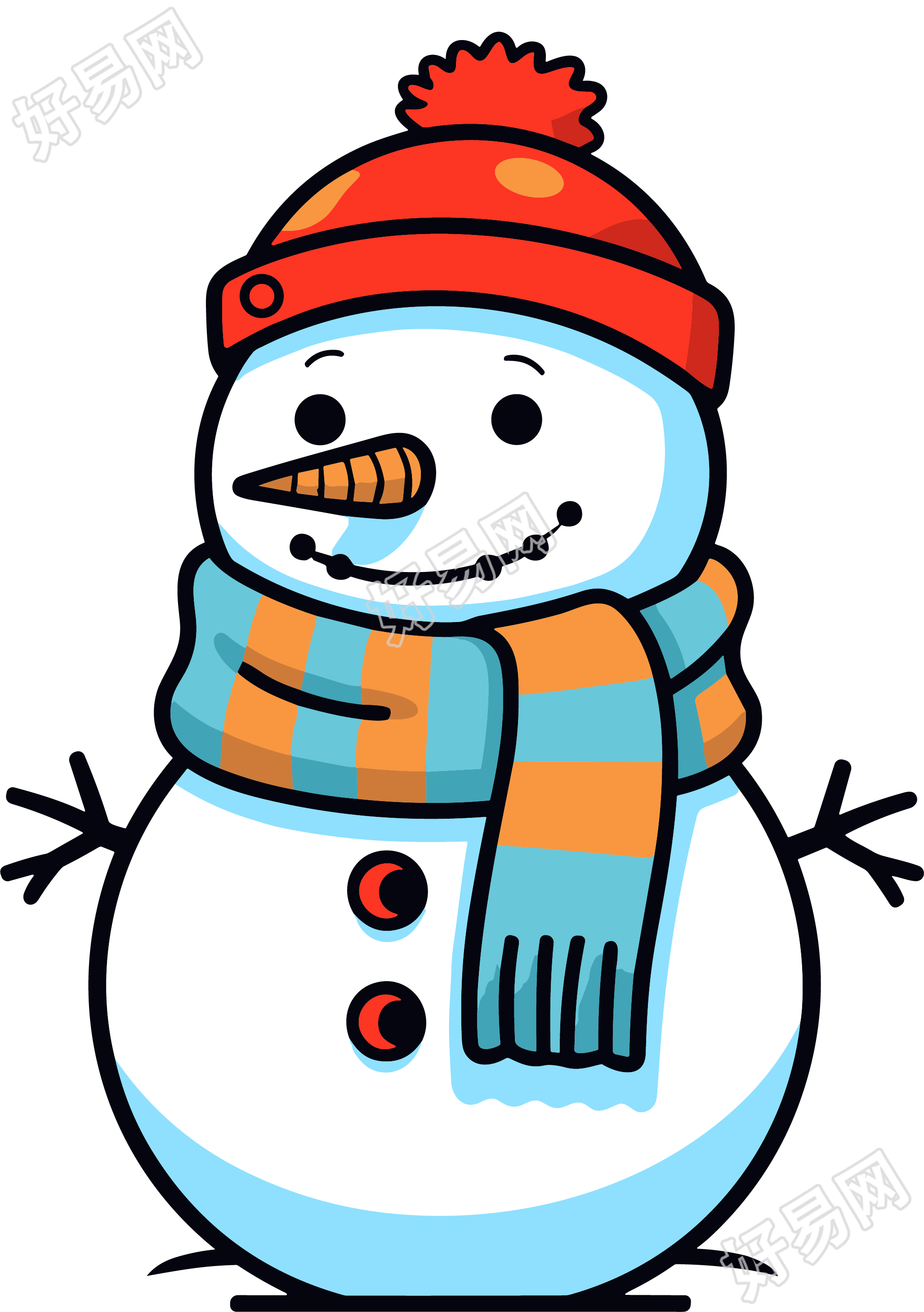 可爱的雪人透明背景插画素材