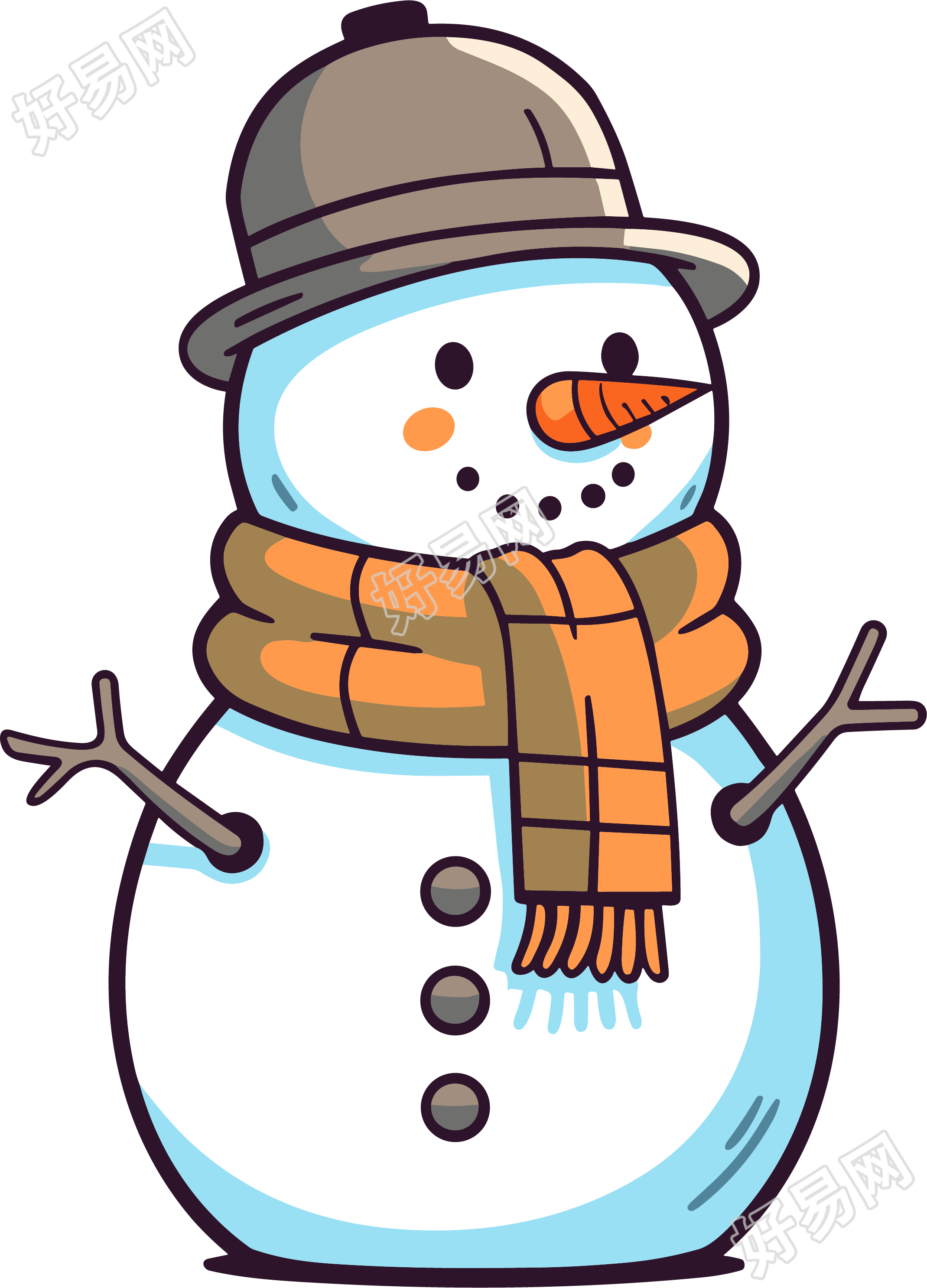 可爱雪人佩戴围巾插图