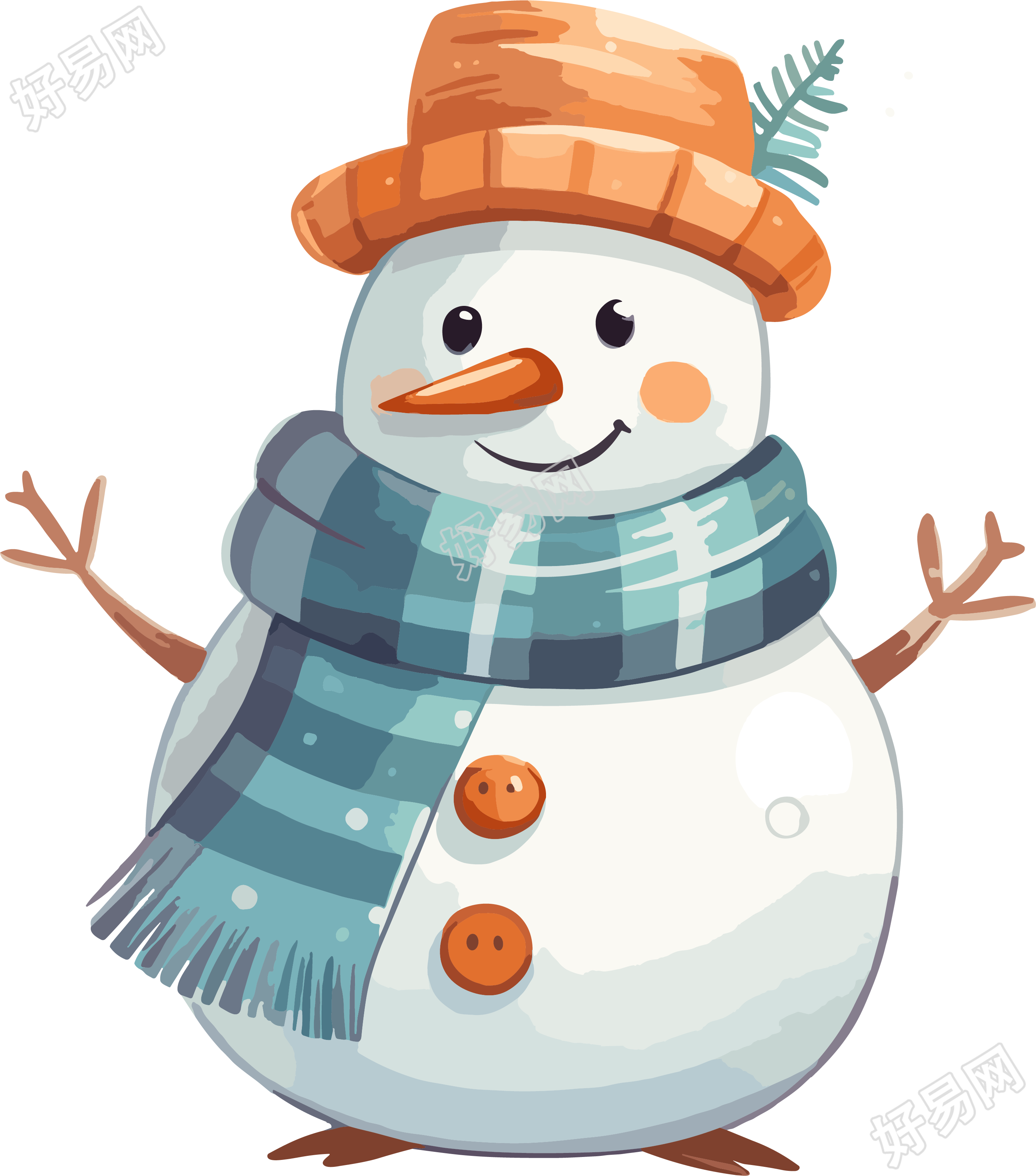 可爱雪人插画设计素材